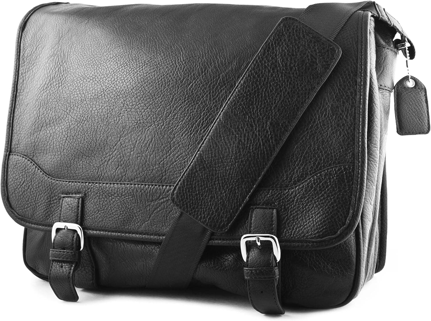 Everyday Soft Leather Man's 15-Inch Laptop Business Messenger Bag (Black)
