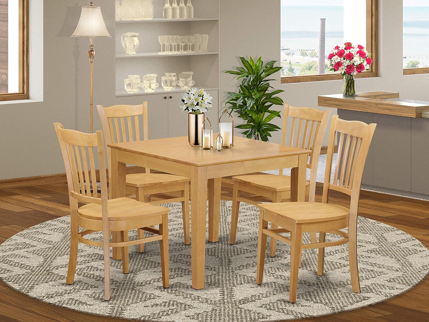 East West Furniture OXGR5-OAK-W, 5-piece, Oak
