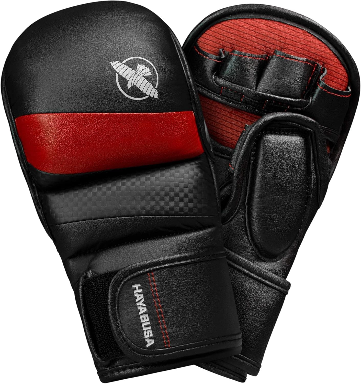 Hayabusa T3 7oz Training Sparring MMA Gloves for Men and Women - Black/Red, Small