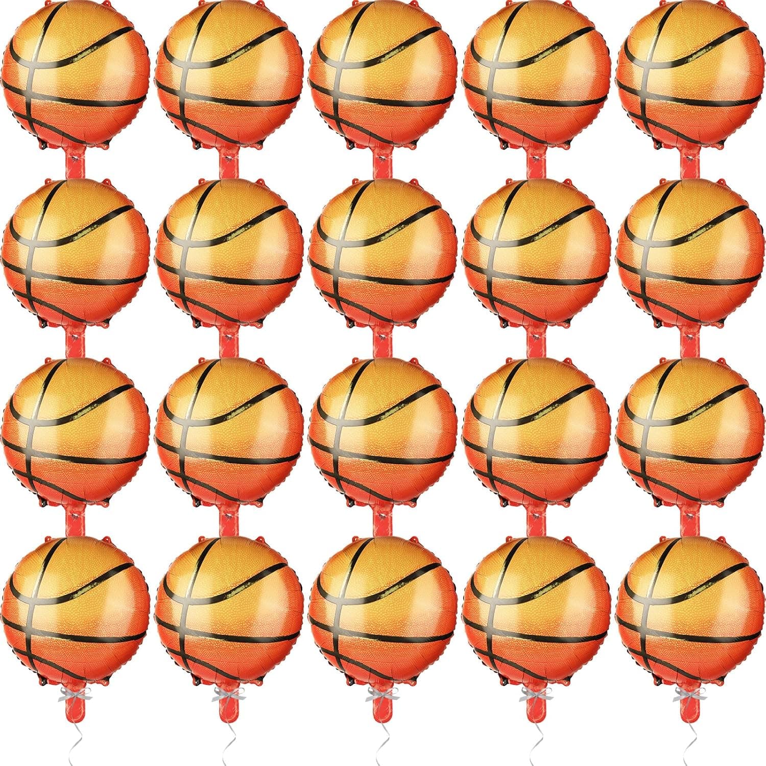 20 Pieces 18 Inch Basketball Balloons Party Supplies Aluminum Foil Balloon Mylar Field Basketball Party Decor Sports Balloons for Birthday Basketball Sports Them Party Decoration