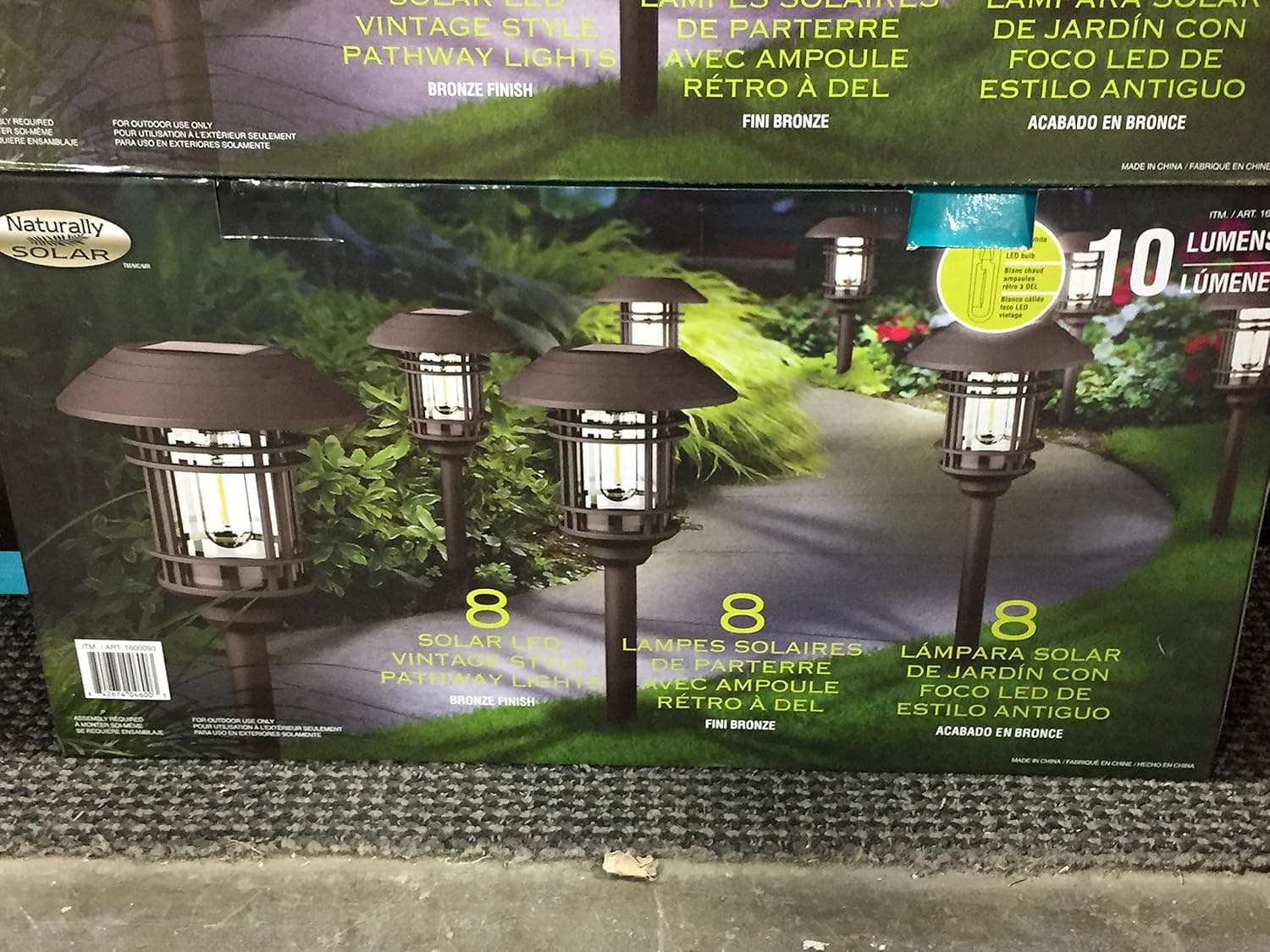 Naturally BIG Solar 8 pc Solar LED Vintage Style Pathway Lights w/ Bronze Finish