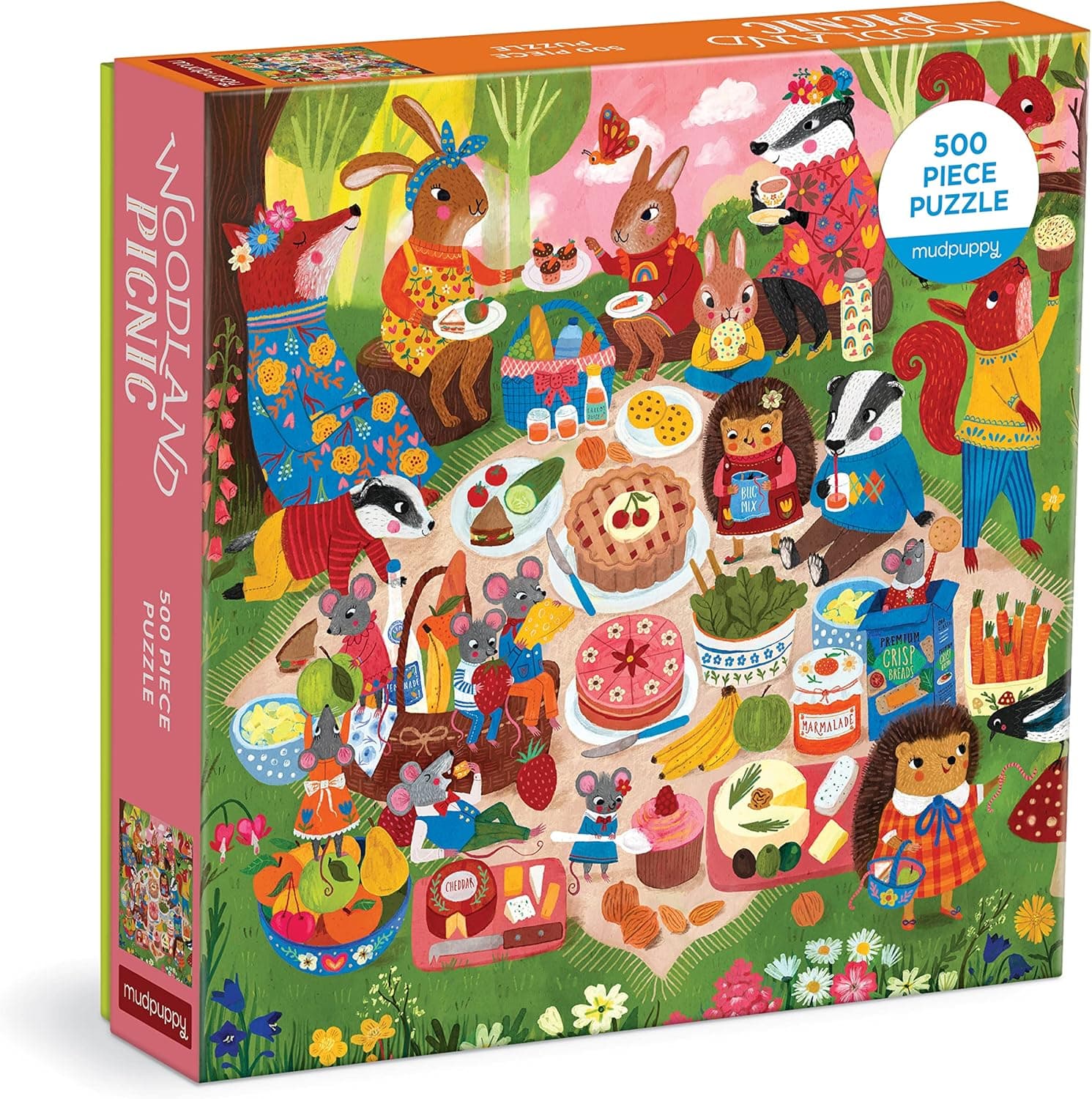 Mudpuppy Woodland Picnic – 500 Piece Family Puzzle with Fun and Adorable Illustrations of A Woodland Creature Picnic Outing for Children Ages 8 and Up
