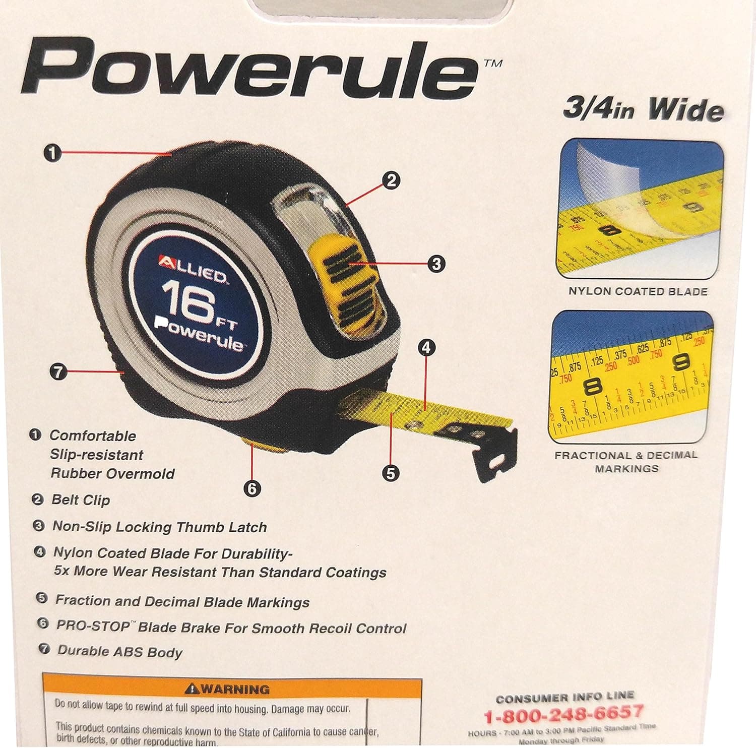 Set of 4 Allied Tools 16-Feet Powerule Tape Measure
