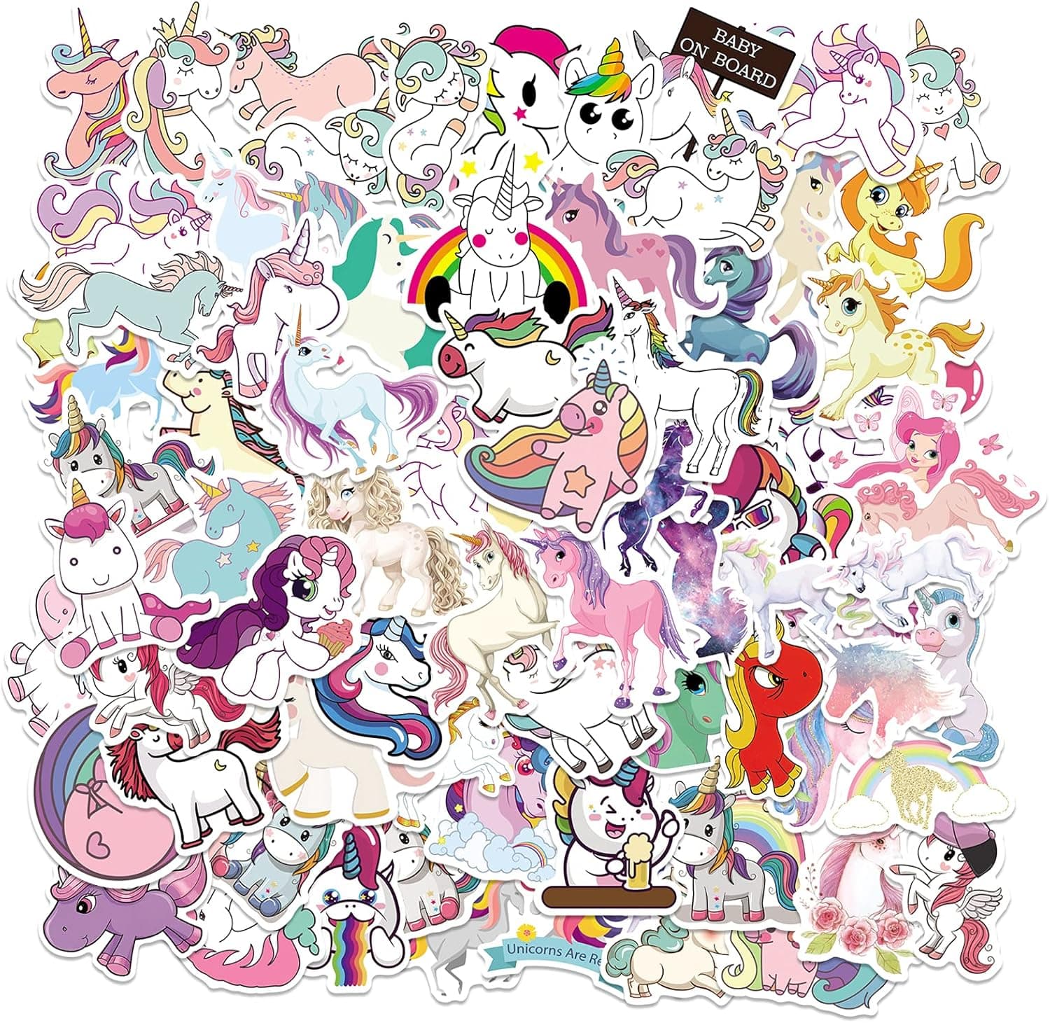 LXSS Unicorn Stickers 120PCS Waterproof Vinyl Cute Unicorns Sticker Decors for Girls for Laptop Water Bottle Skateboard Cupcake Phone Case Scrapbook Gifts Bag, LXTZ-Unicorn 120pcs