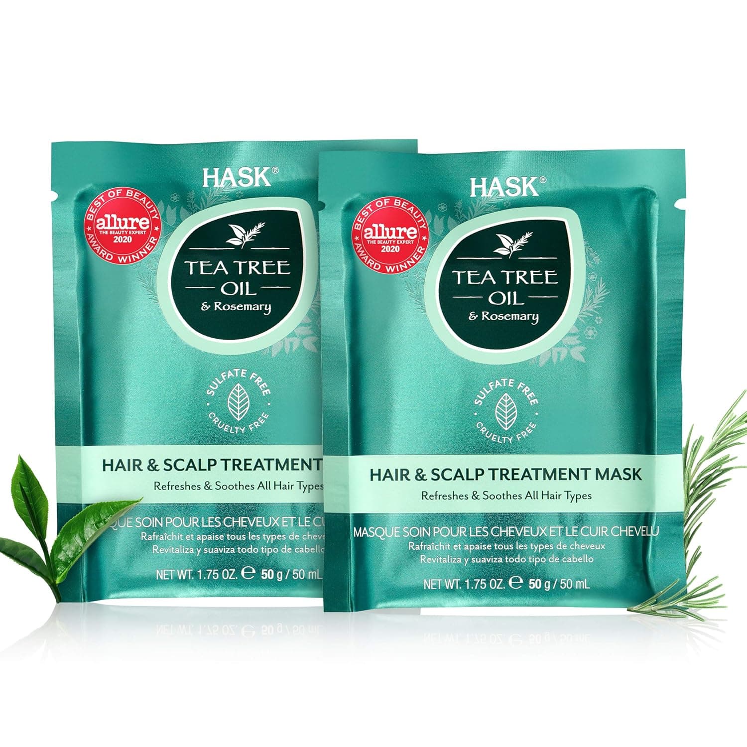 HASK TEA TREE Revitalizing Deep Conditioner Treatments for all hair types, color safe, gluten free, sulfate free, paraben free - Pack of 2