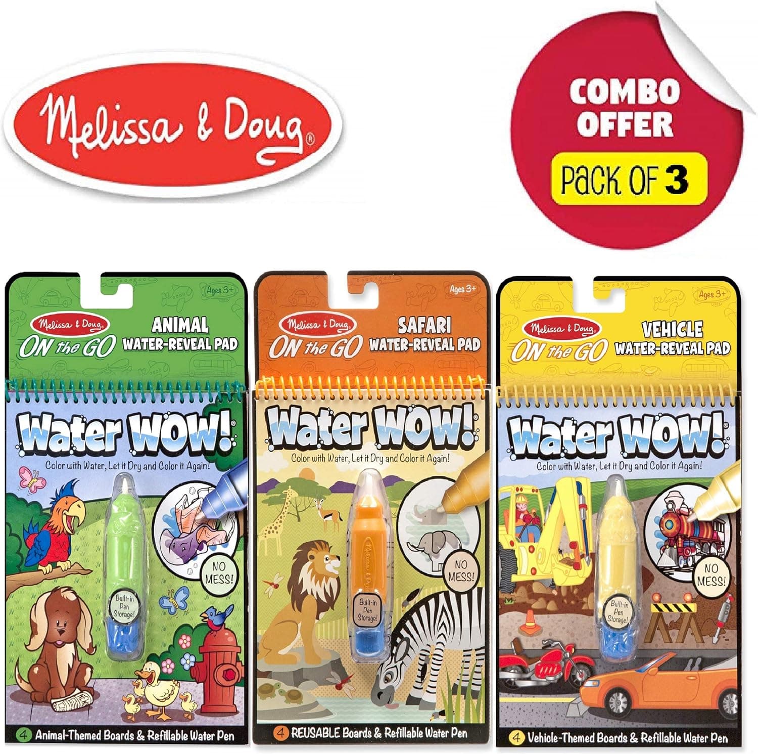 Melissa & Doug On The Go Water Wow Bundle Animals, Safari and Vehichles