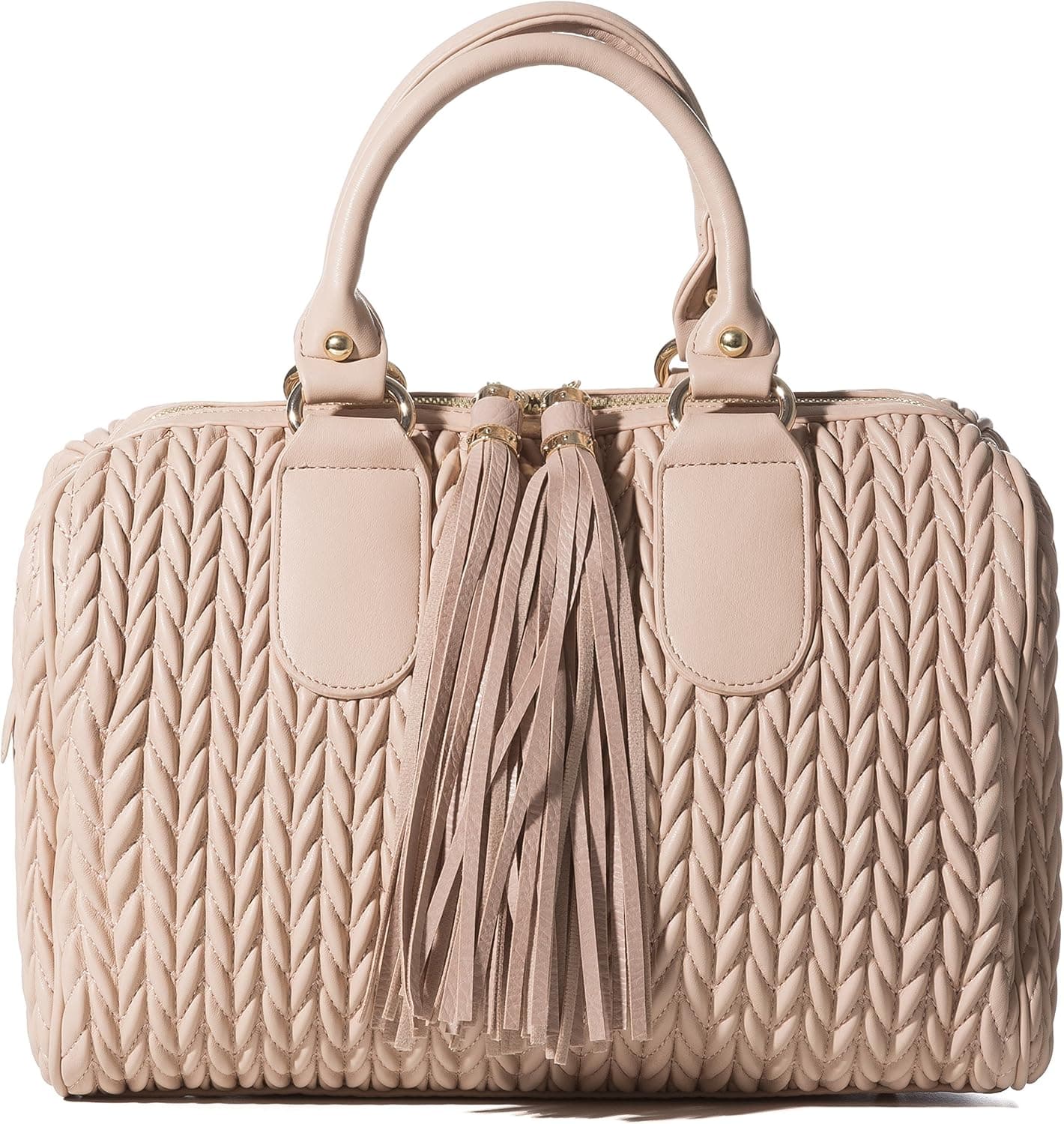 Fashion Designer Vegan Satchel Purse for Women Top Handle Handbag with Tassels Zipper Closure Handbag Republic