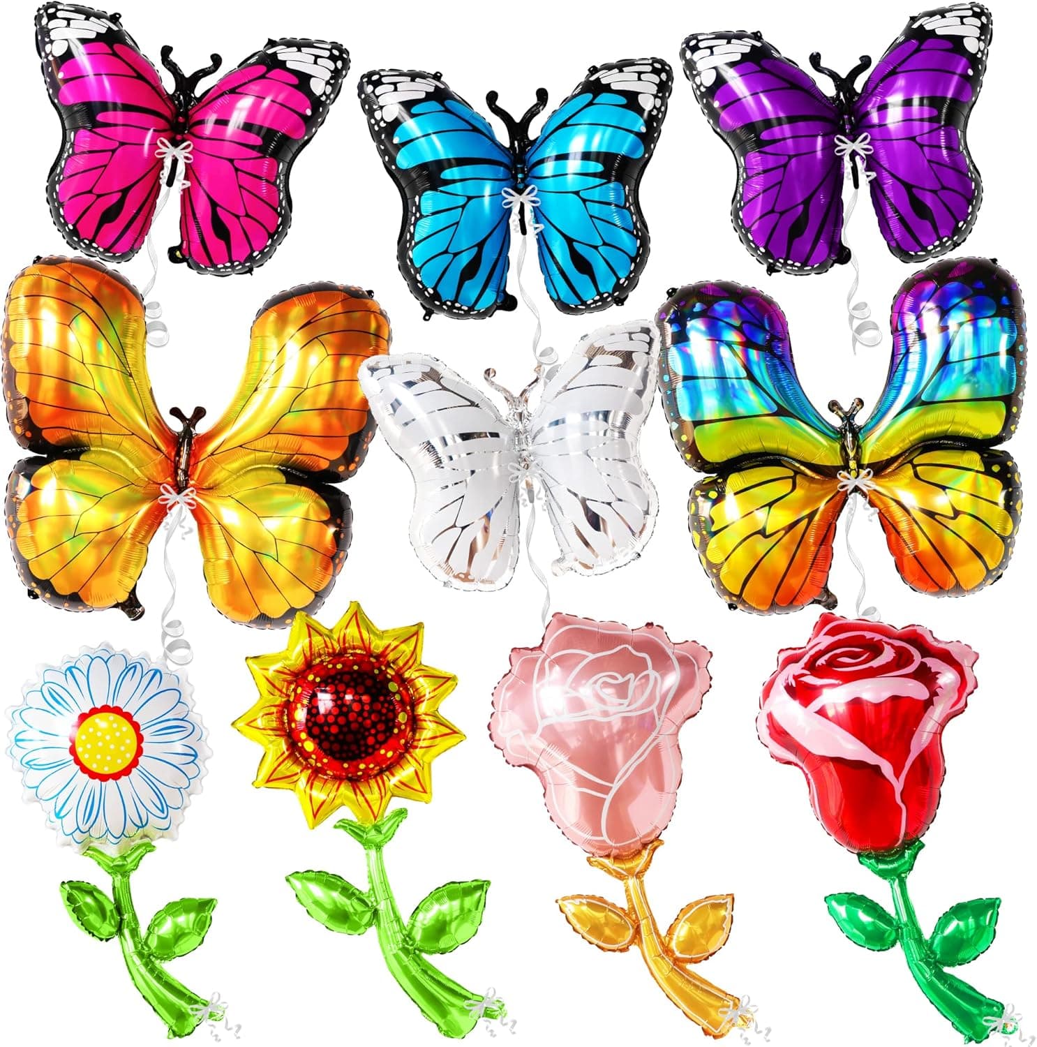 Big, Butterfly Balloon and Flower Balloon - Pack of 10 Butterfly Birthday Decorations | Butterfly Balloons and Flower Balloons for Flower Party Decorations | Butterfly Baby Shower Decorations for Girl
