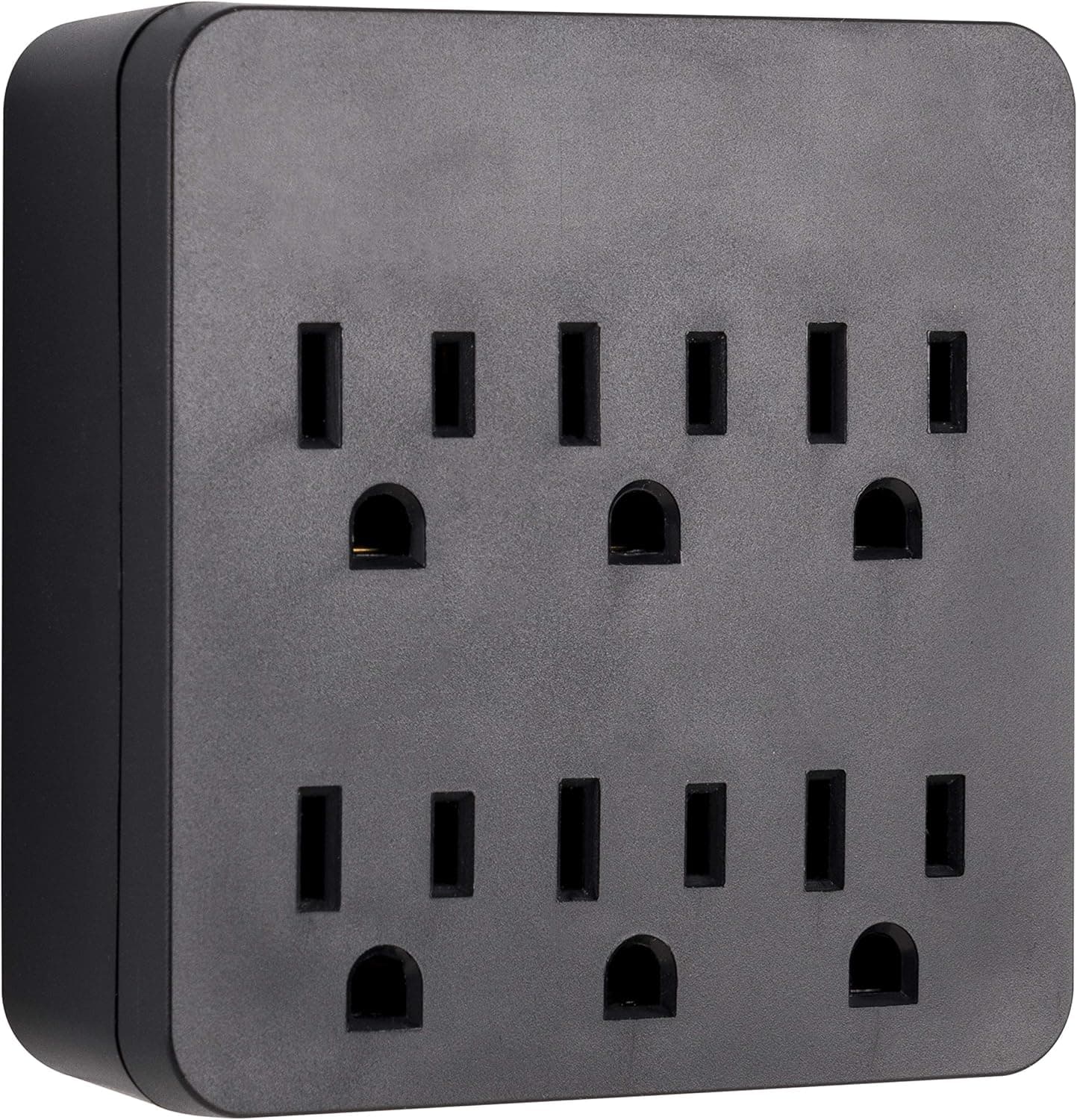 GE Pro 6-Outlet Extender Surge Protector, Wall Tap Adapter, Charging Station, Automatic Shutdown, 3-Prong, 1020 Joules, UL Listed, Black, 54821