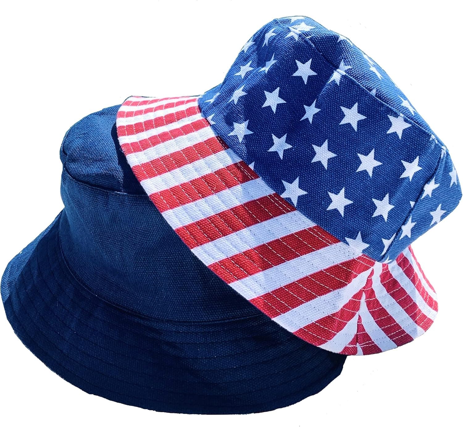Lux Trends Patriotic Bucket Hat American Flag Summer Team Beach USA Canvas Fisherman Hats Sun Protection for Men Women Kids Labor Day 4th of July Reversible Blue, Red White Blue, Medium