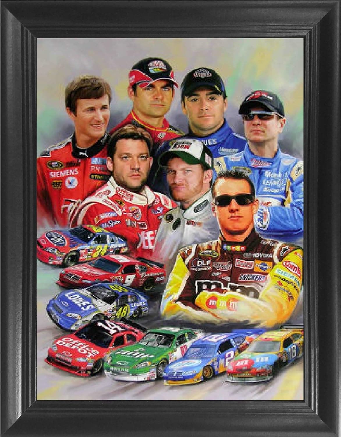 Nascar Racing Stars 3D Poster Wall Art Decor Framed Print | 14.5x18.5 | Lenticular Posters & Pictures | Memorabilia Gifts for Guys & Girls Bedroom | Kyle Busch, Dale Earnhardt Jr, Jeff Gordon Picture
