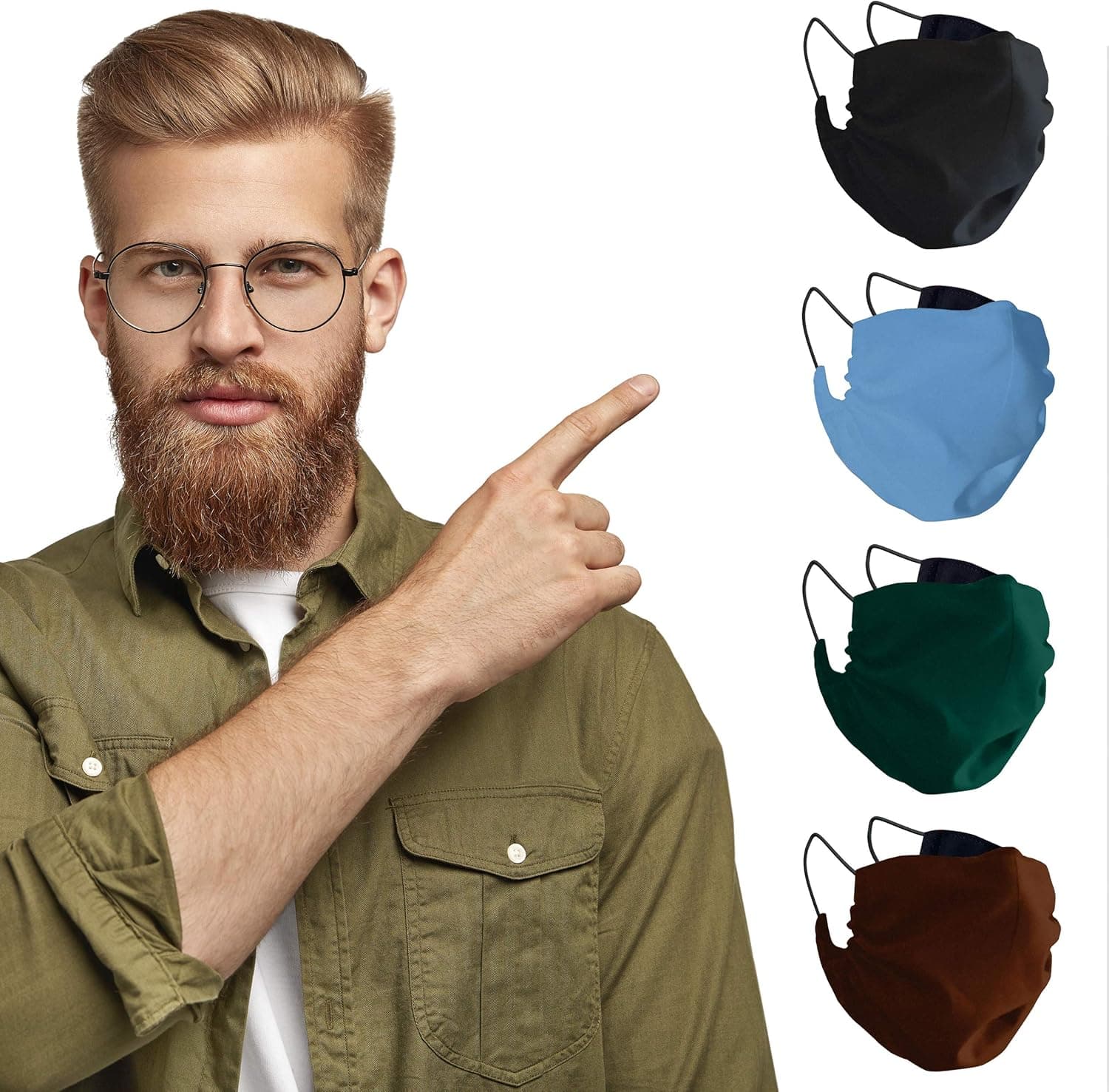 MASHELE Fashion Face and Beard Extra Large Reusable Reversible Covering for Bearded Men
