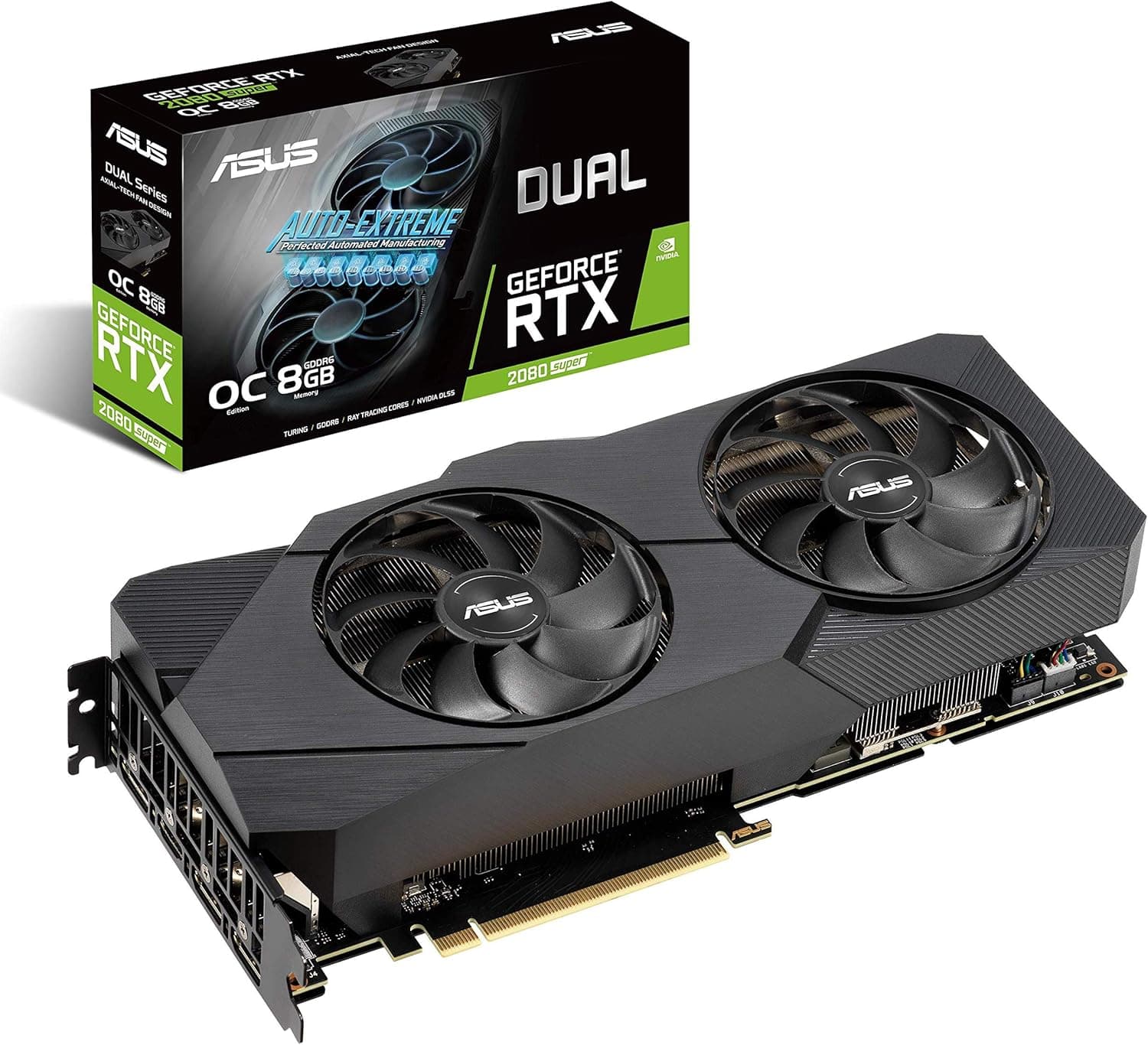 ASUS GeForce RTX 2080 Super Overclocked 8G GDDR6 Dual-Fan EVO V2 Edition VR Ready HDMI DisplayPort 1.4 Graphics Card (DUAL-RTX2080S-O8G-EVO-V2)