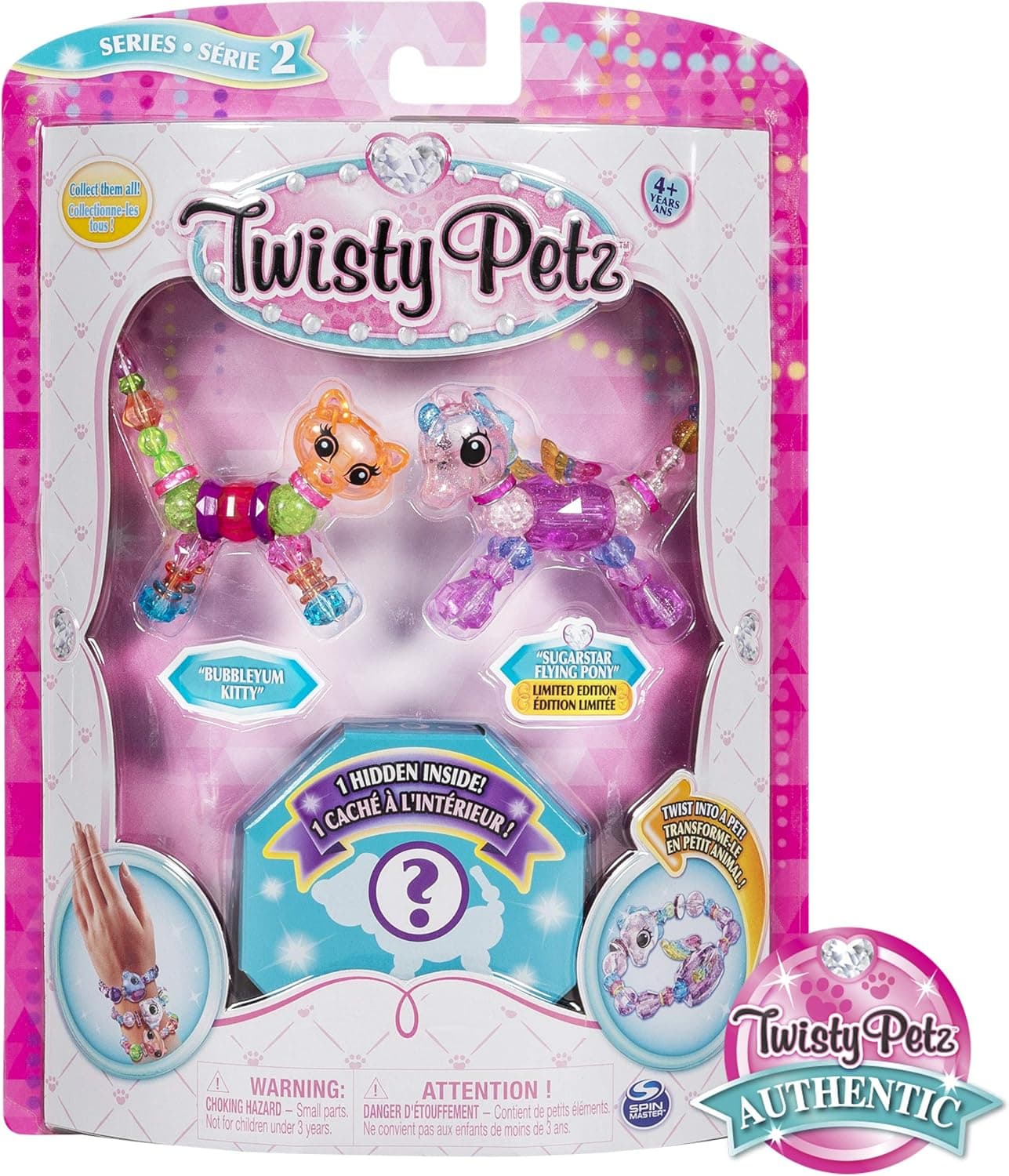 Twisty Petz, Series 2 3-Pack, Bubblegum Kitty, Sugarstar Flying Pony and Surprise Collectible Bracelet Set for Kids