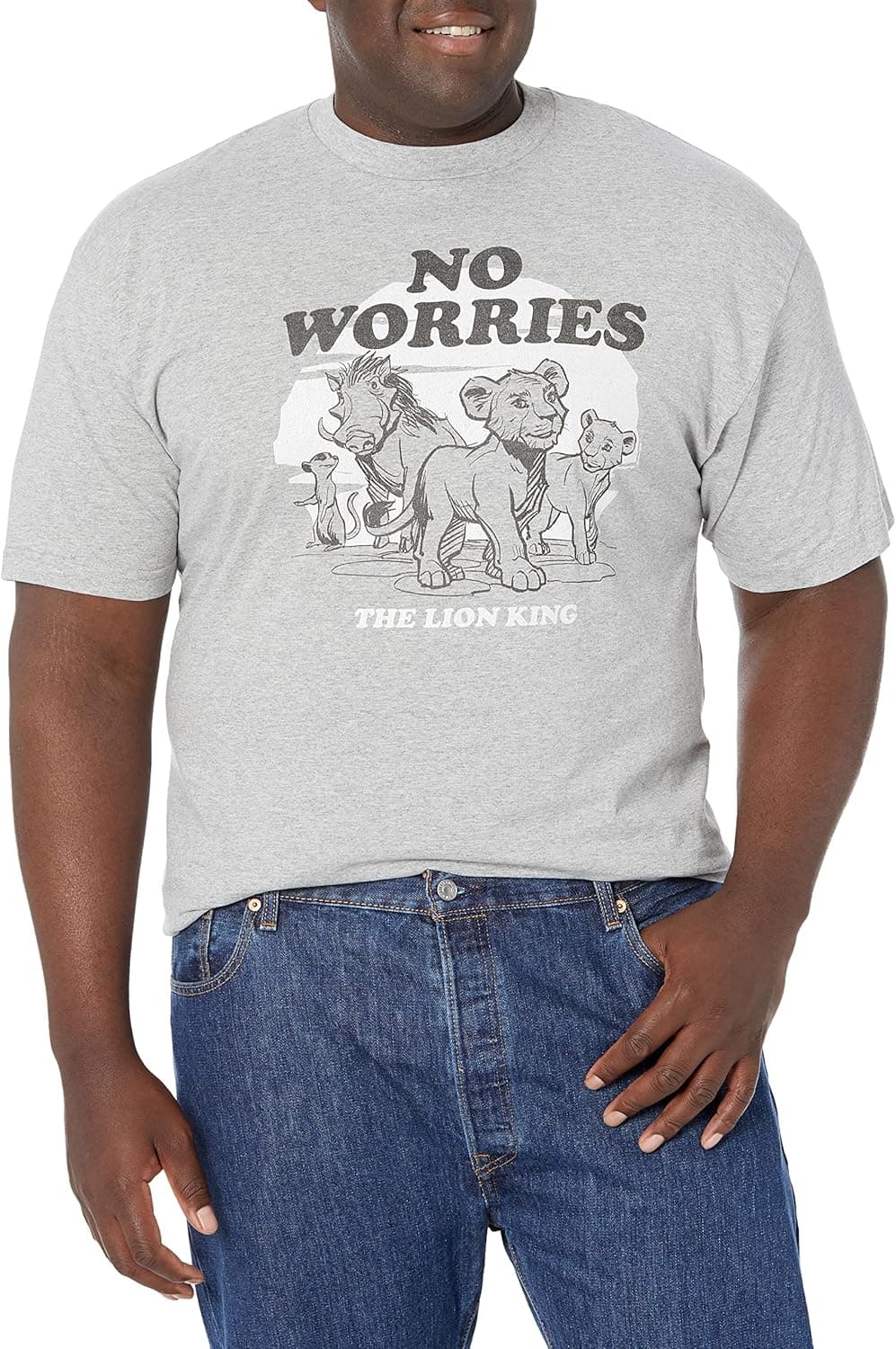 Disney Big & Tall Lion King No Worries Back Men's Tops Short Sleeve Tee Shirt
