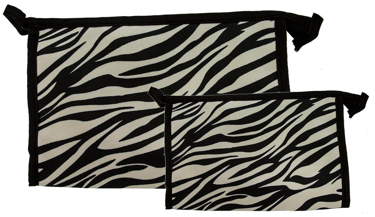 Northern Star Matching Zebra Travel Cosmetic, Makeup, Toiletry Bag, Lightweight Comes in Three Silver, Set of 2
