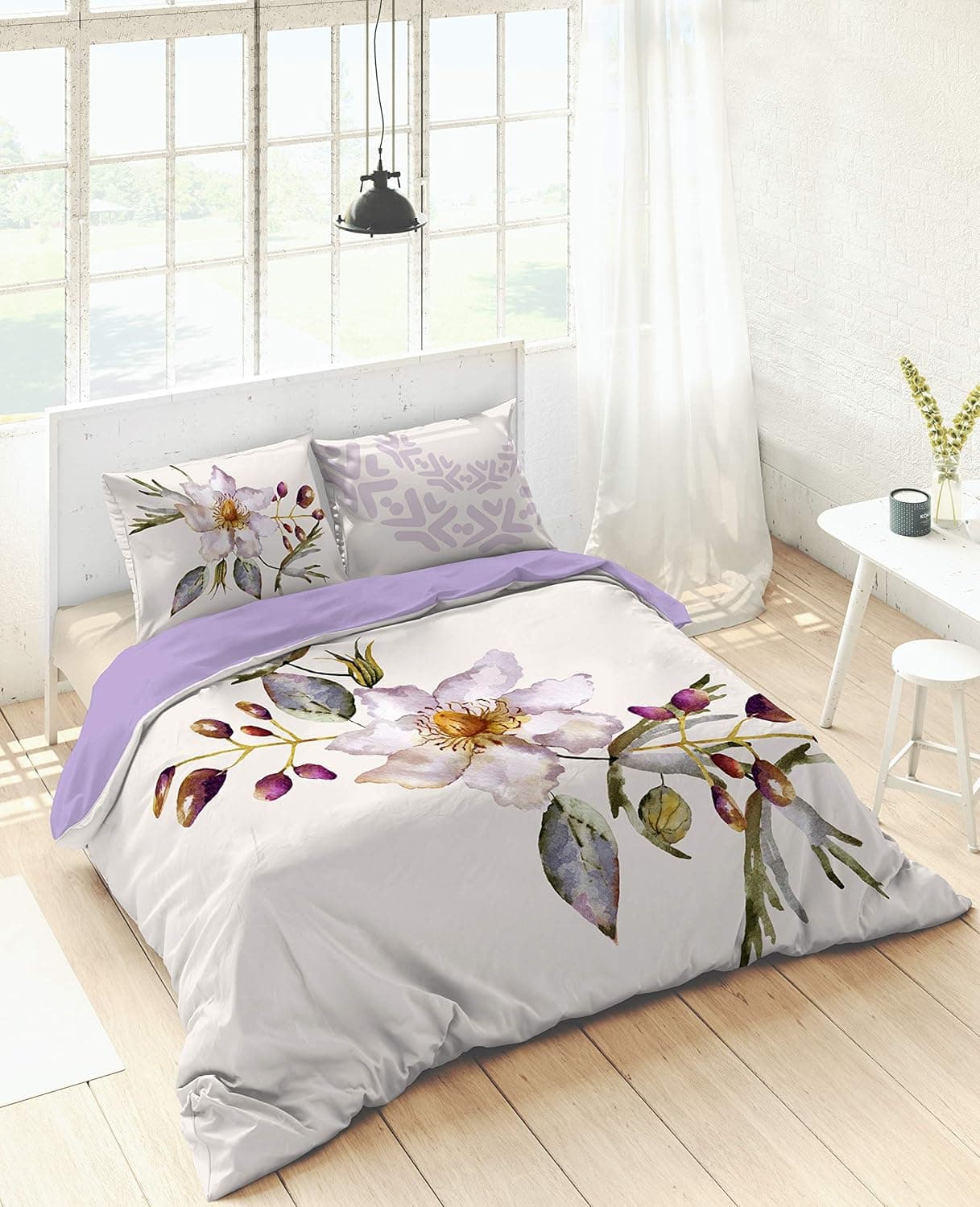 Kaleido LLC Orchids 3-Piece Duvet Set, King, Lilac