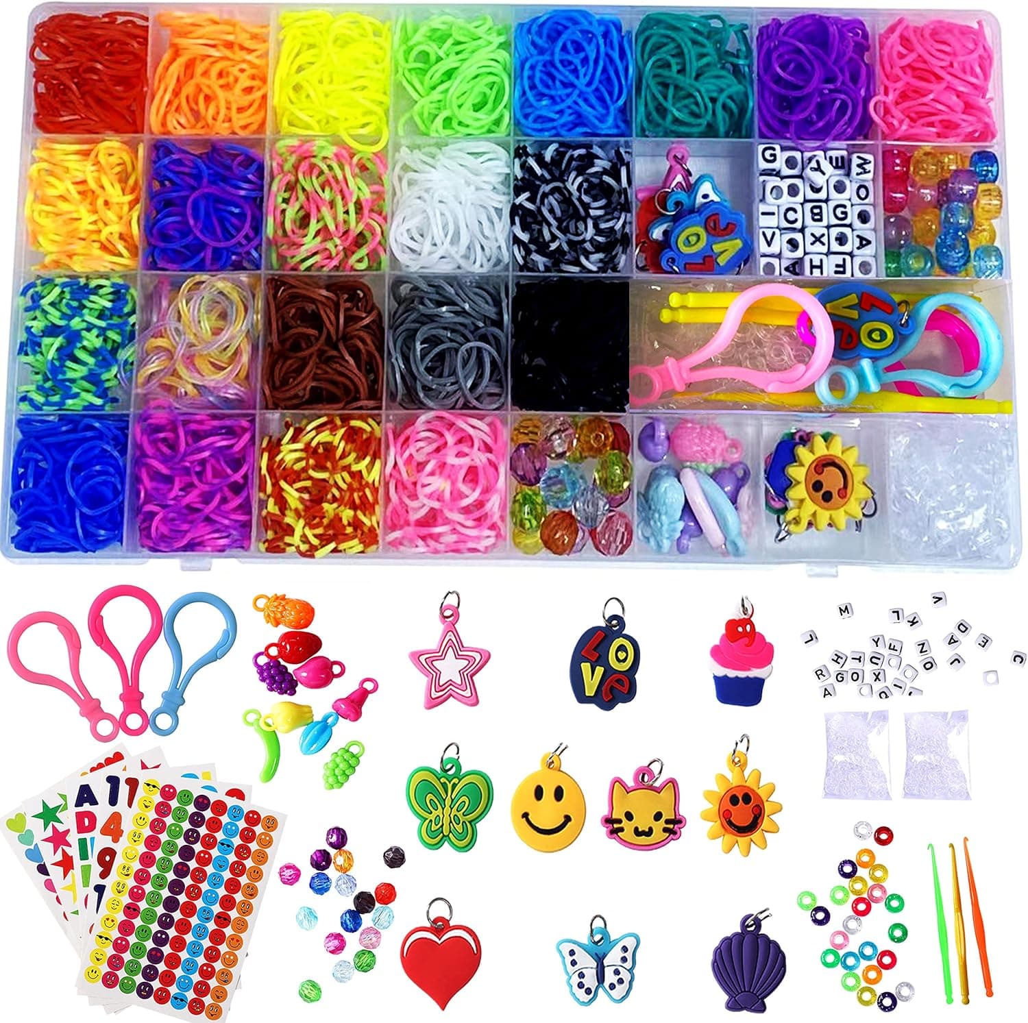 XYTLAX Rubber Band Bracelet Kit, Loom Bracelet Making Kit for Girl, Loom Bands Refill Set, Rubber Bands for Bracelet Making Kits for Children Age 5+ Year Old Gift DIY Friendship Bracelet Kit