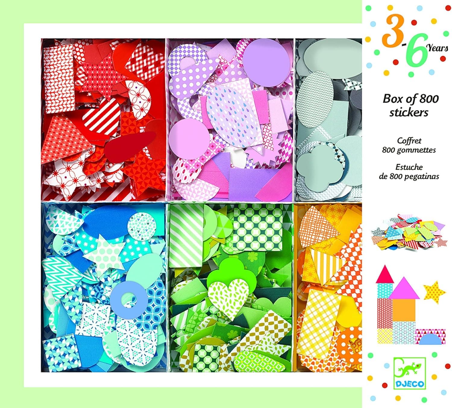 Djeco Workshops Box of 800 Stickers, Sorted by Color