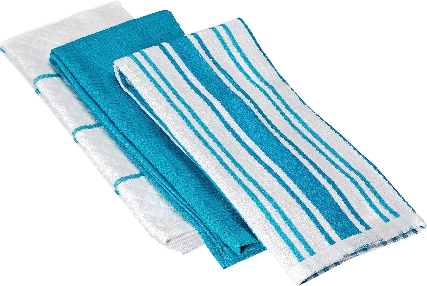Kay Dee Designs 3-Piece Café Express Cotton Terry Dishcloth Set, 13-Inch by 13-Inch, Marina