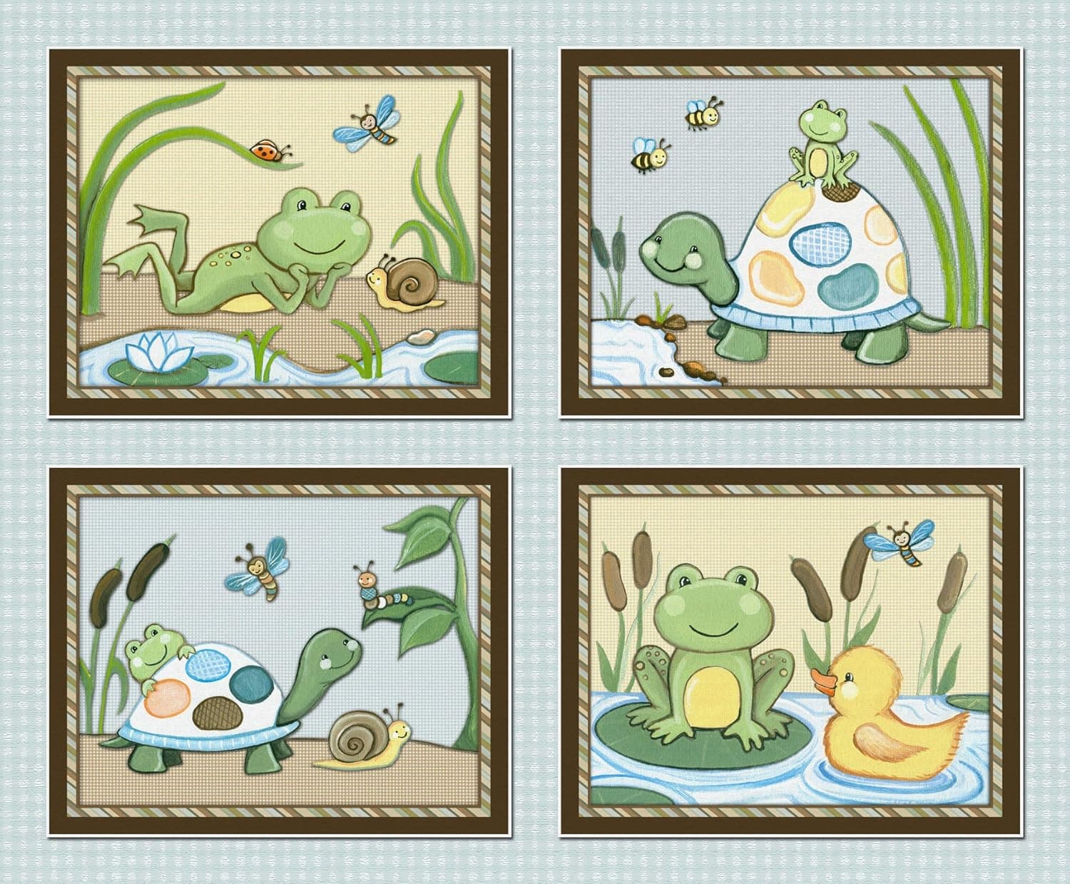 Pond Friends Wiggle Bugs Nursery Art Prints (8x10", Set of Four)