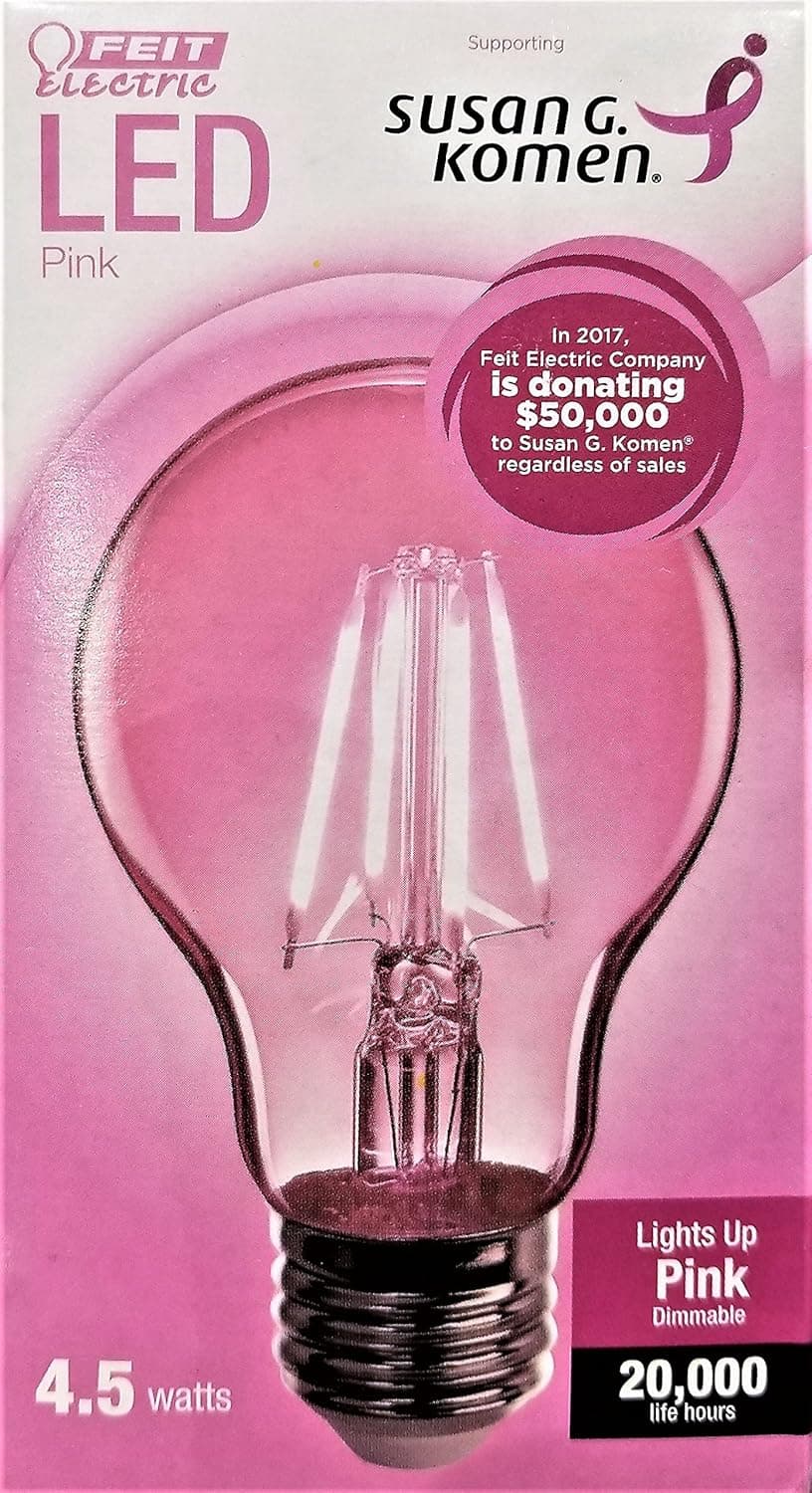 Pink Dimmable LED 4.5 Watt A19 Bulb 20k Hours Life