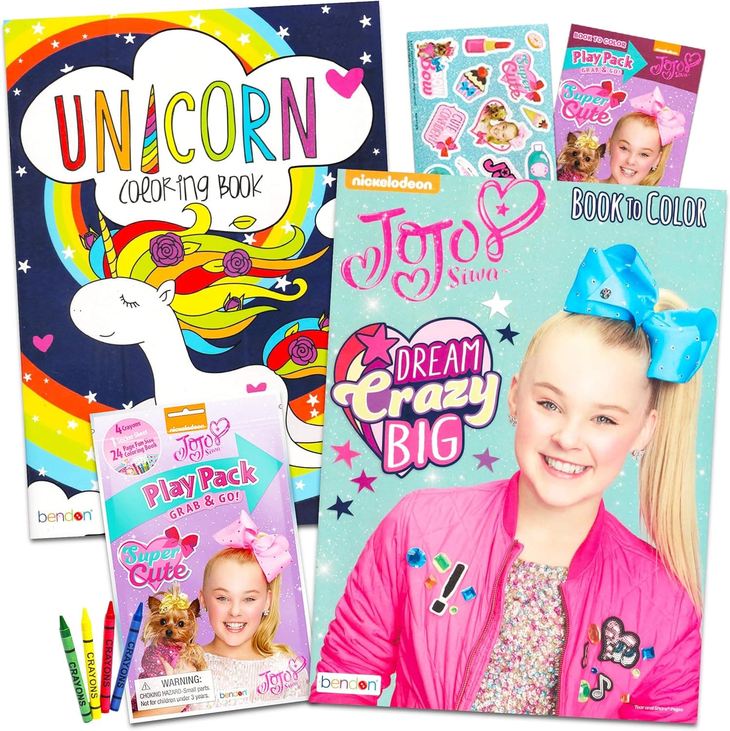 JoJo Siwa Coloring Book Set for Girls - Bundle with JoJo Siwa Activity Books Featuring Puzzles, Games, Stickers, Crayons and Unicorn Coloring Pages (JoJo Siwa Gift Set)