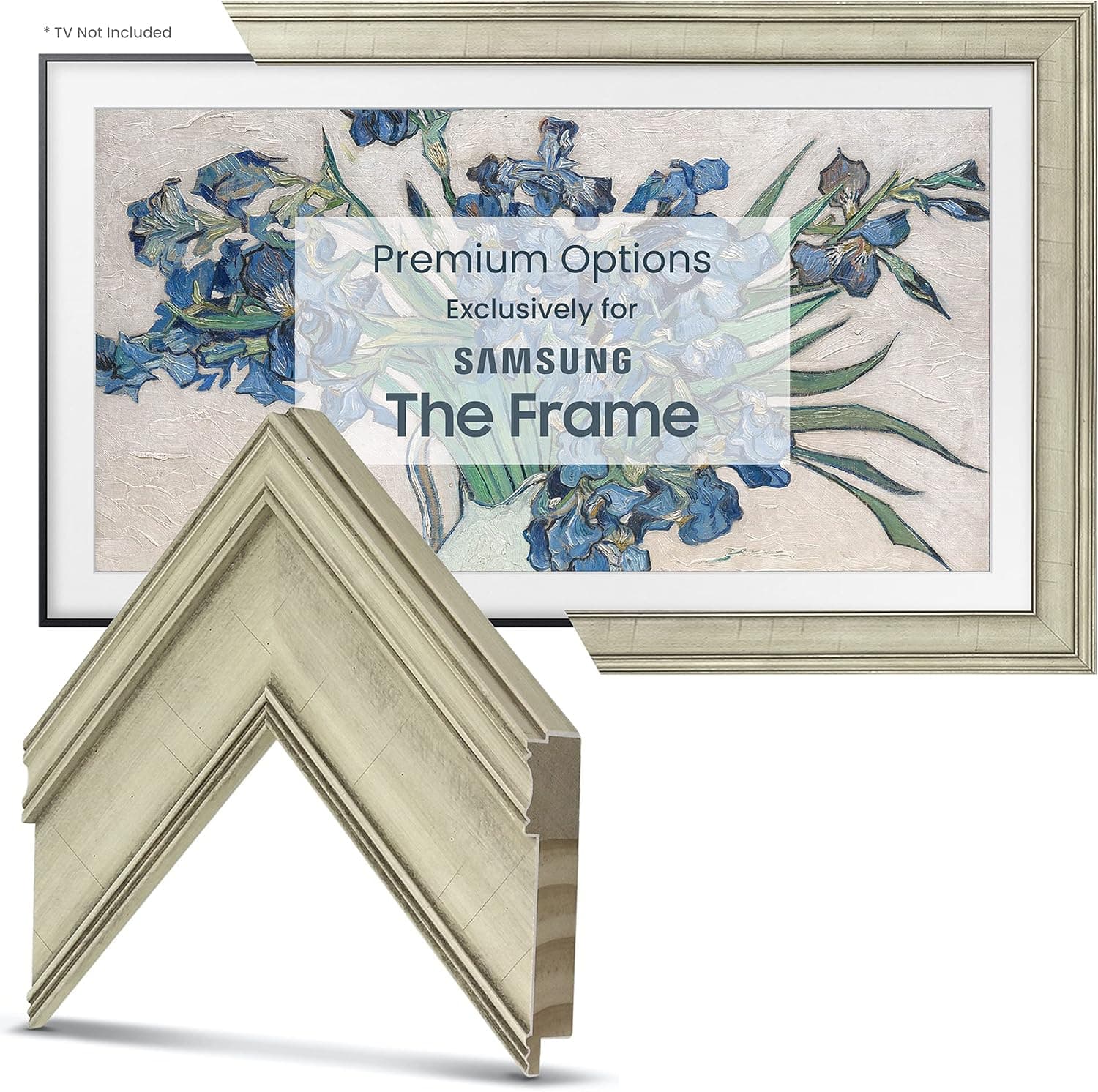 Deco TV Frames - Antique White Smart Frame Compatible ONLY with Samsung The Frame TV (65", Fits 2021-2023 Frame TV)