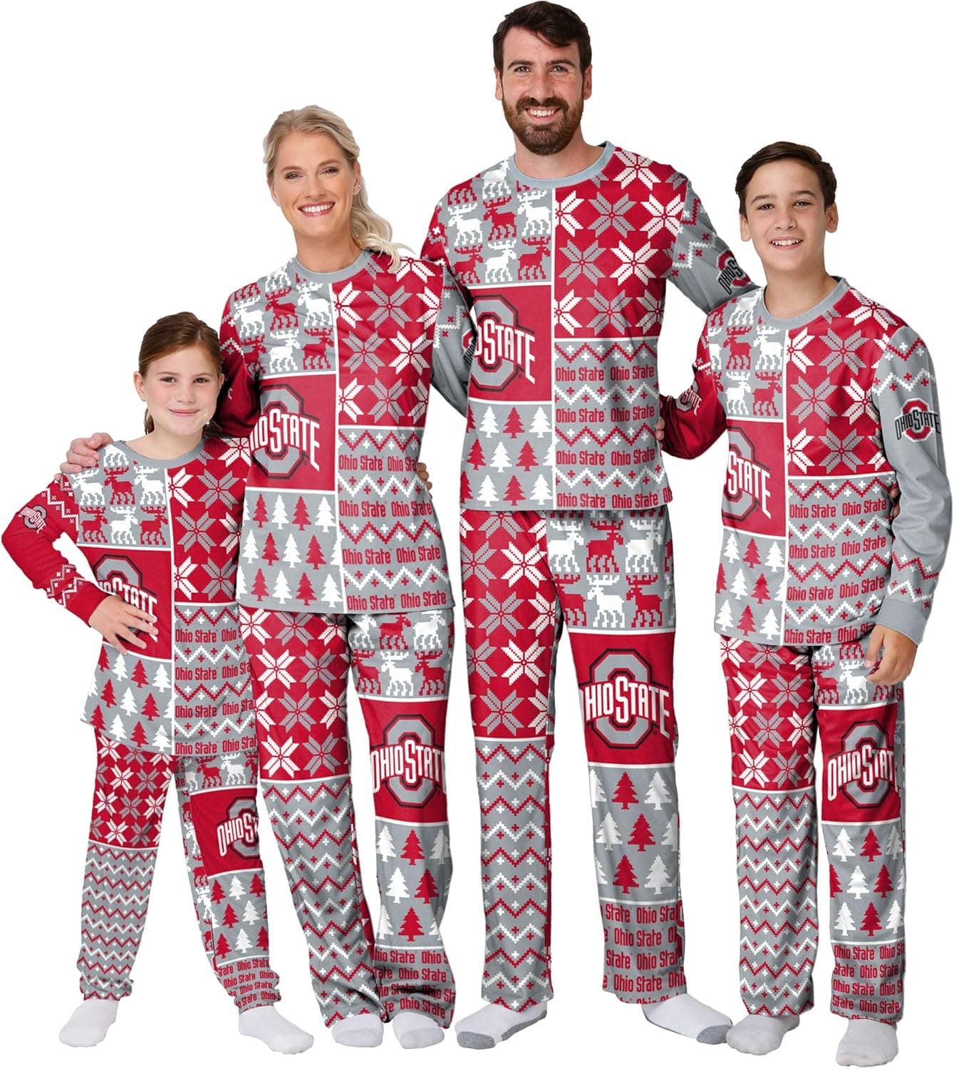 FOCO NCAA mens Busy Block Family Matching Collection Set Holiday Pjs