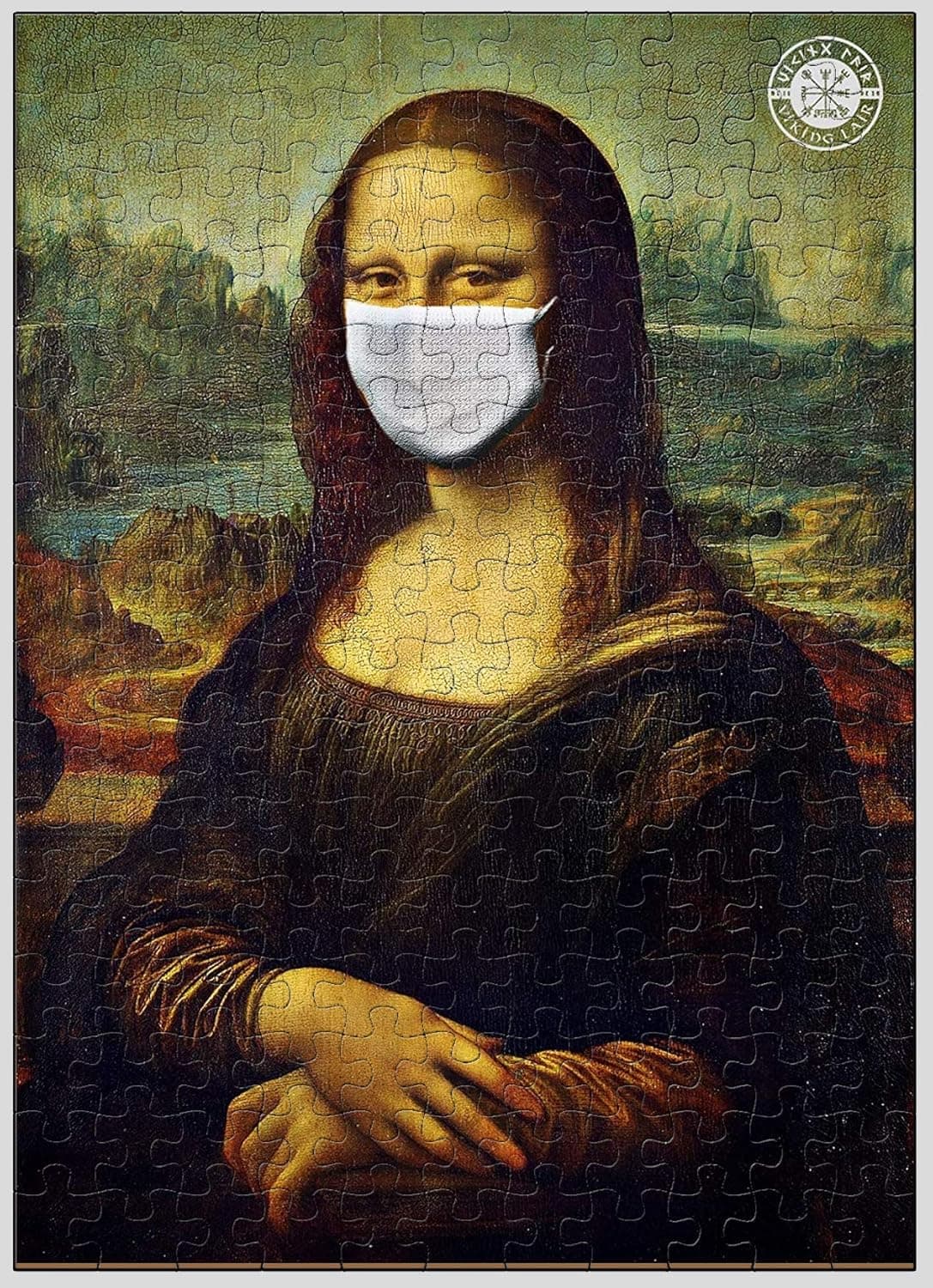 1000 Piece Jigsaw Puzzle for Kids, Ages 10 & Up - Quarantined Mona Lisa with Mask Educational Assembling Toys - Developing Fine Motor Skills, Memory & Shape Sorting - Birthday Gift