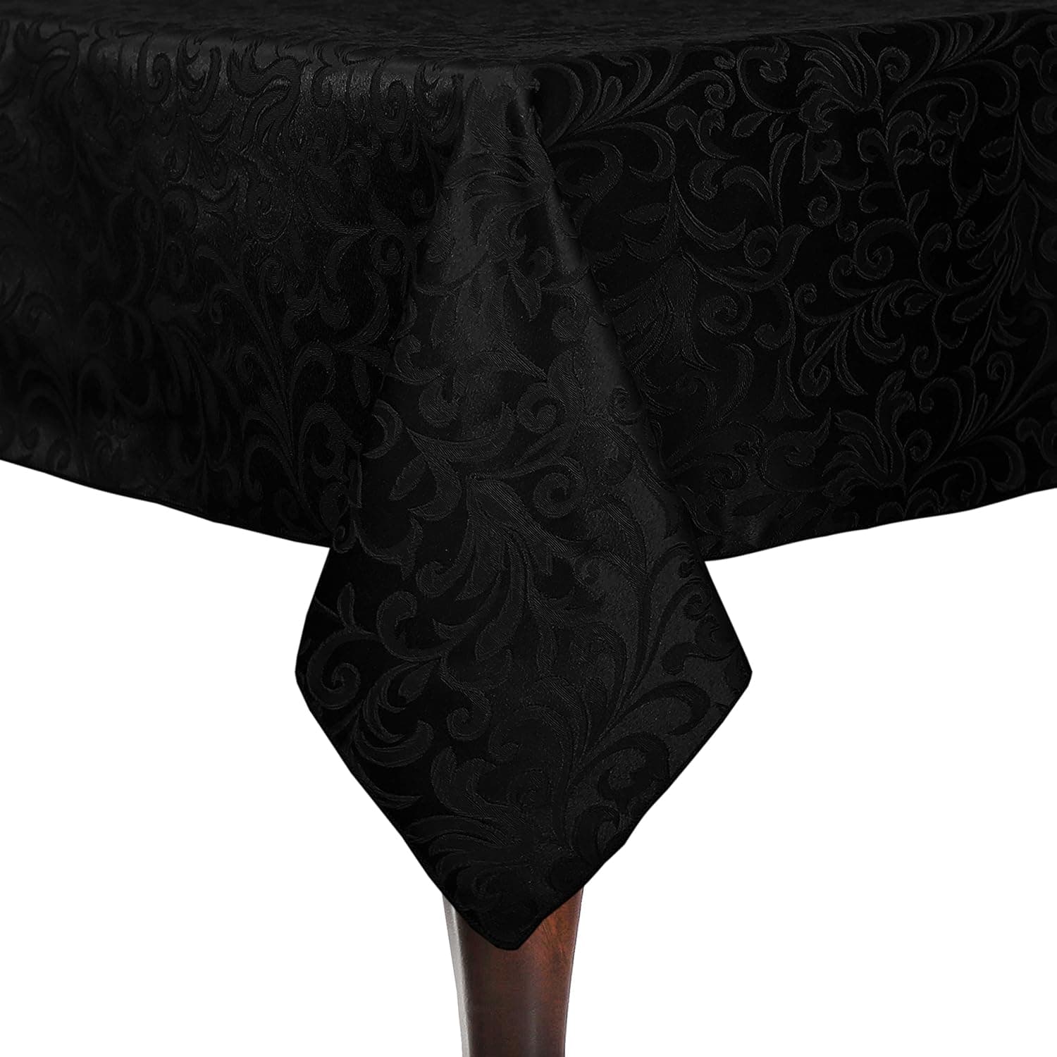 Ultimate Textile Somerset 72 x 108-Inch Rectangular Damask Tablecloth Black