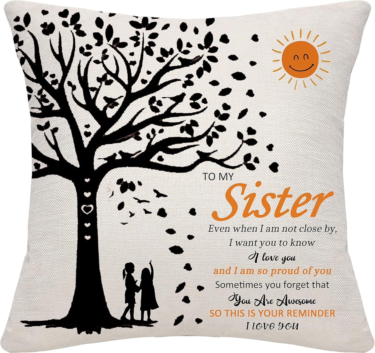 Bommex Sister Throw Pillow Cover from Sister Big Little Soul Sister Gifts - Sister Gifts from Sister Birthday Gifts Graduation Gifts Thanksgiving Gifts Sister(from Sister)