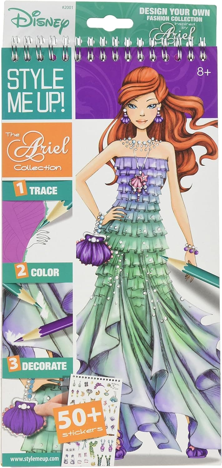 Style Me Up - Fashion Design Coloring Book for Girls and Boys. Great Present/Gift - Sticker Book with DIY tools - Disney the Ariel Collection - SMU-2001,Small
