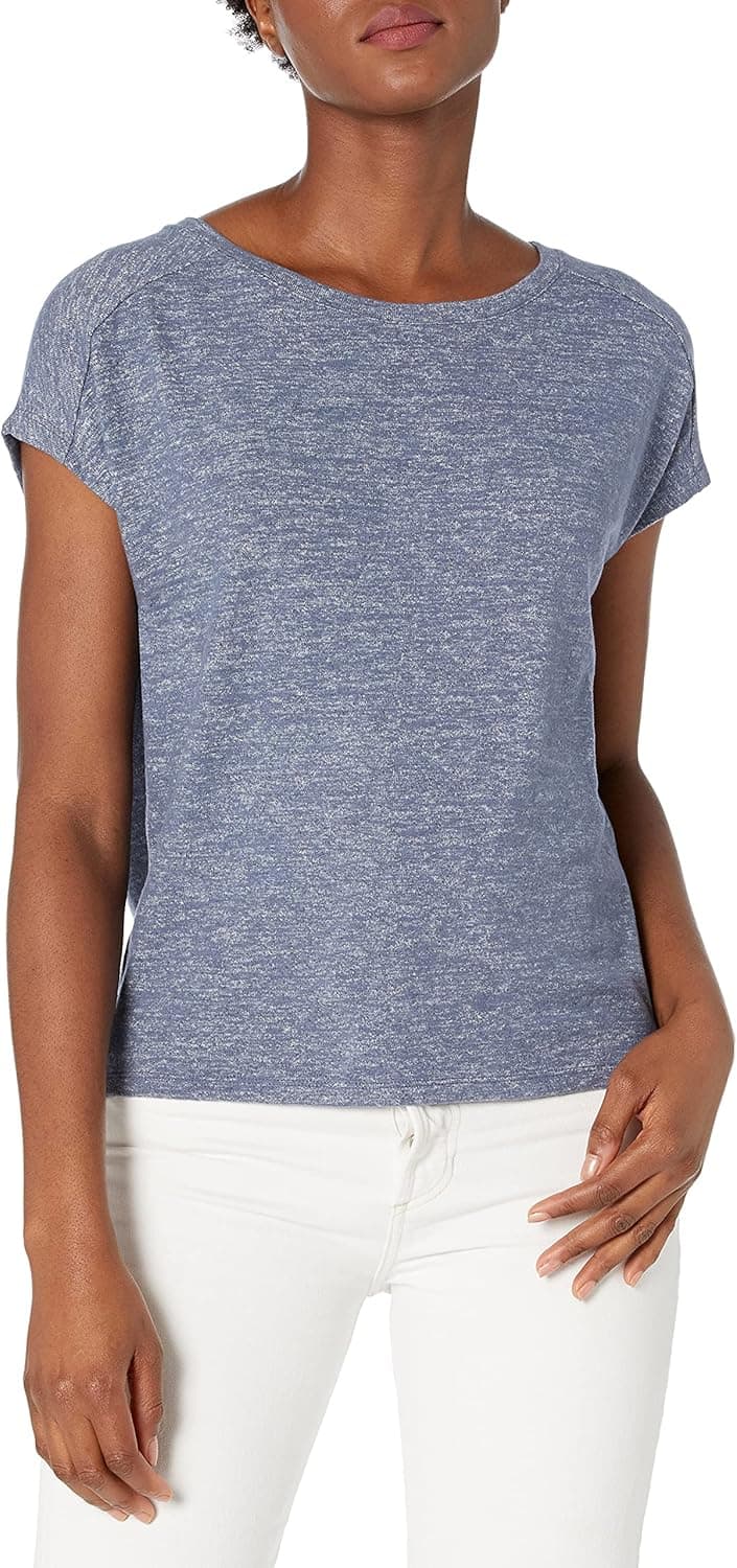 Daily Ritual Women's Cozy Knit Dolman Short-Sleeve Tie-Back Shirt