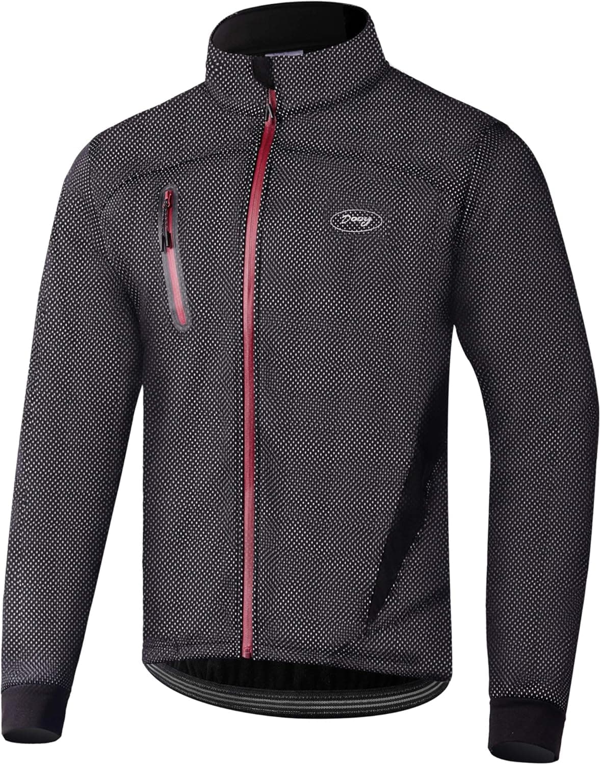 Lipport Cycling Bike Jacket for Men, Fleece Thermal Running Coat Windproof Breathable Mountain Biking Softshell Jacket