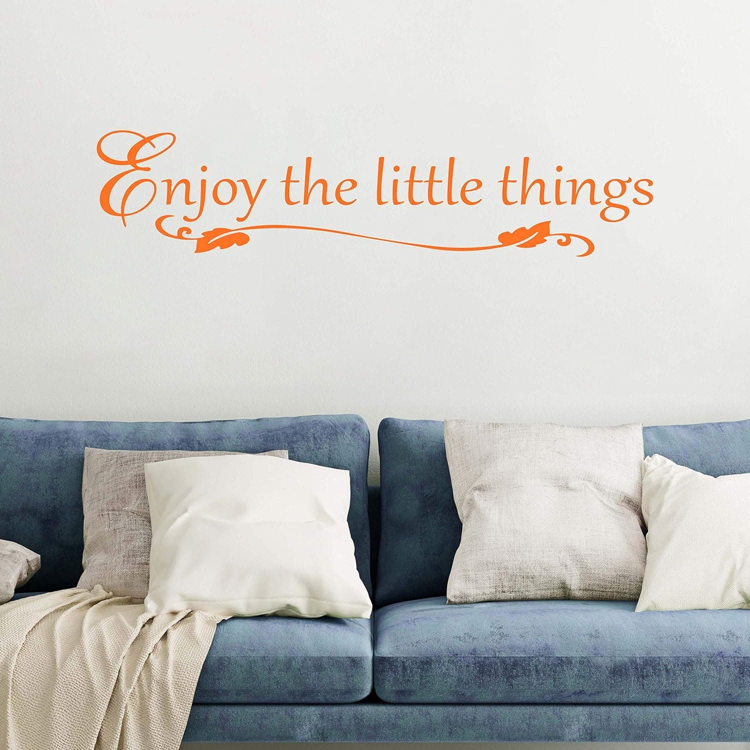 Vinyl Quote Me Enjoy The Little Things Wall Decal Sticker Decor | Family Wall Decals | Children Wall Sticker | Family Wall Decor | 22x5-Orange