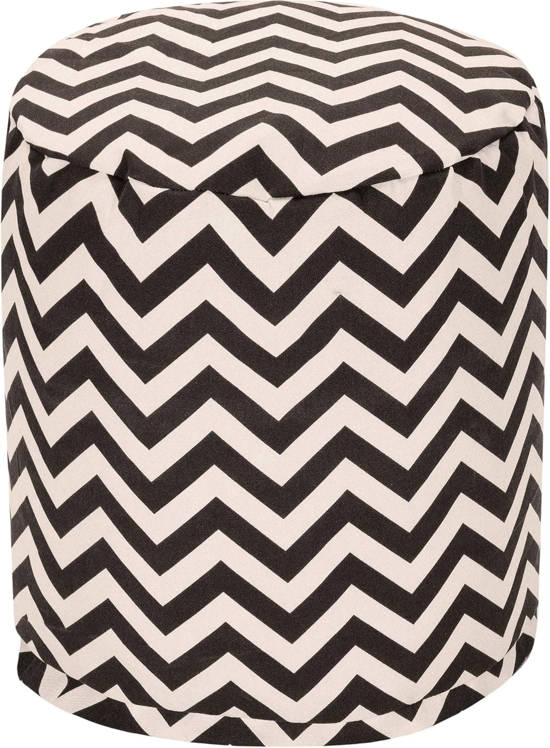 Majestic Home Goods Black Chevron Indoor/Outdoor Bean Bag Ottoman Pouf 16" L x 16" W x 17" H