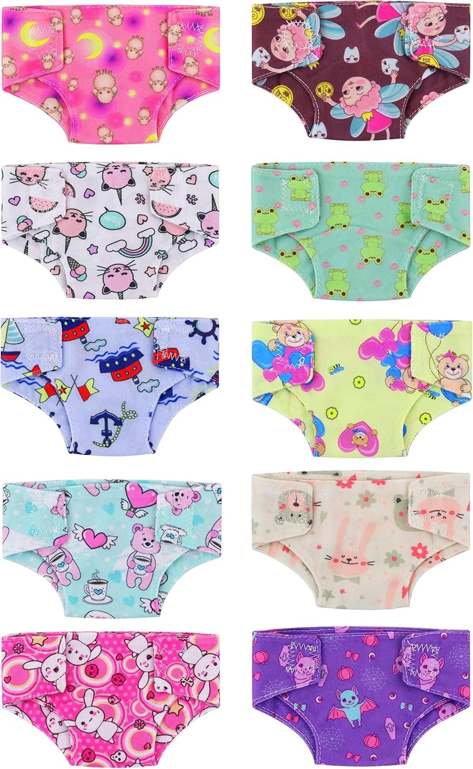 Ecore Fun 10 PCS Baby Doll Diapers Doll Underwear Fit for 14-18 Inch Baby Dolls, American 18 Inch Doll Underwear
