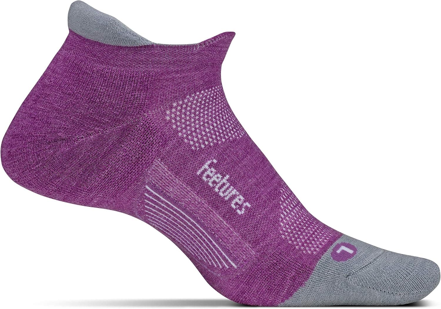 Feetures - Merino 10 Cushion - No Show Tab - Athletic Running Socks for Men and Women - Ruby - Large