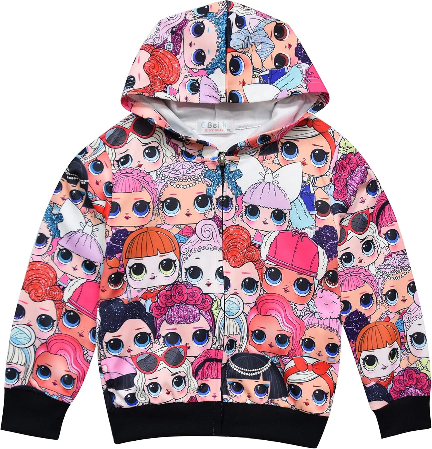 LOL Girls Hoodie Zip Sweatshirt LOL Children Coat Cartoon Jacket Outwear Doll Surprise (6T)