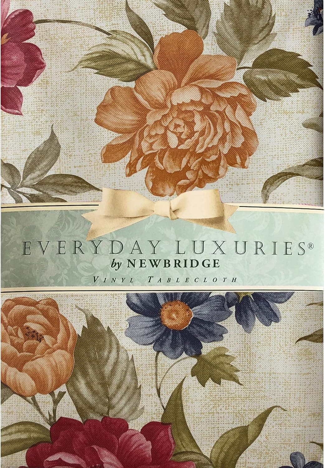 Newbridge Nicolette Multicolor Floral Pattern Indoor/Outdoor Flannel Backed Vinyl Tablecloth - Waterproof and Stain Resistant Kitchen Tablecloth- 52” x 70” Oblong/Rectangle
