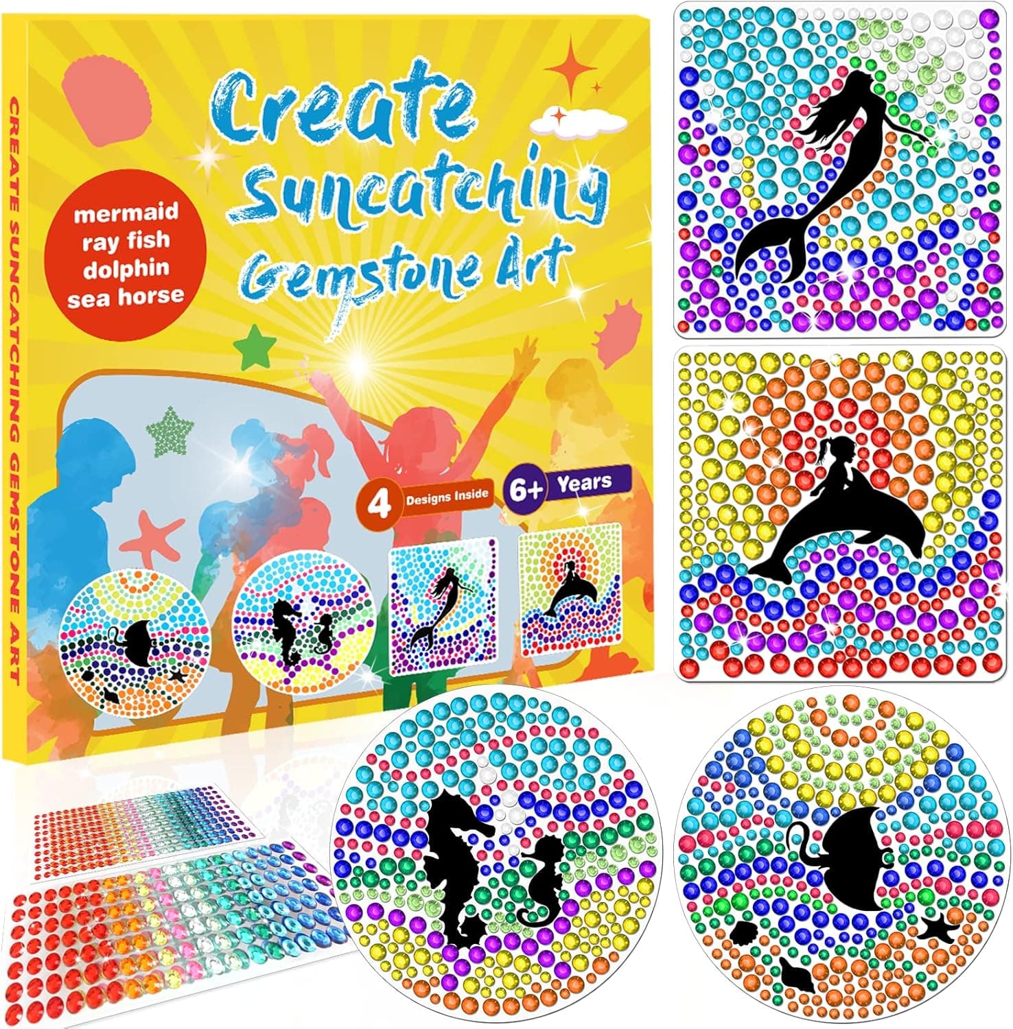 Suncatcher Gem Kits for Kids Window Art Crafts for Girls Ages 8-12 Idea Gifts for Kids Crafts Fun Sun Gemstone Kit Arts and Crafts for Kids Ages 6+