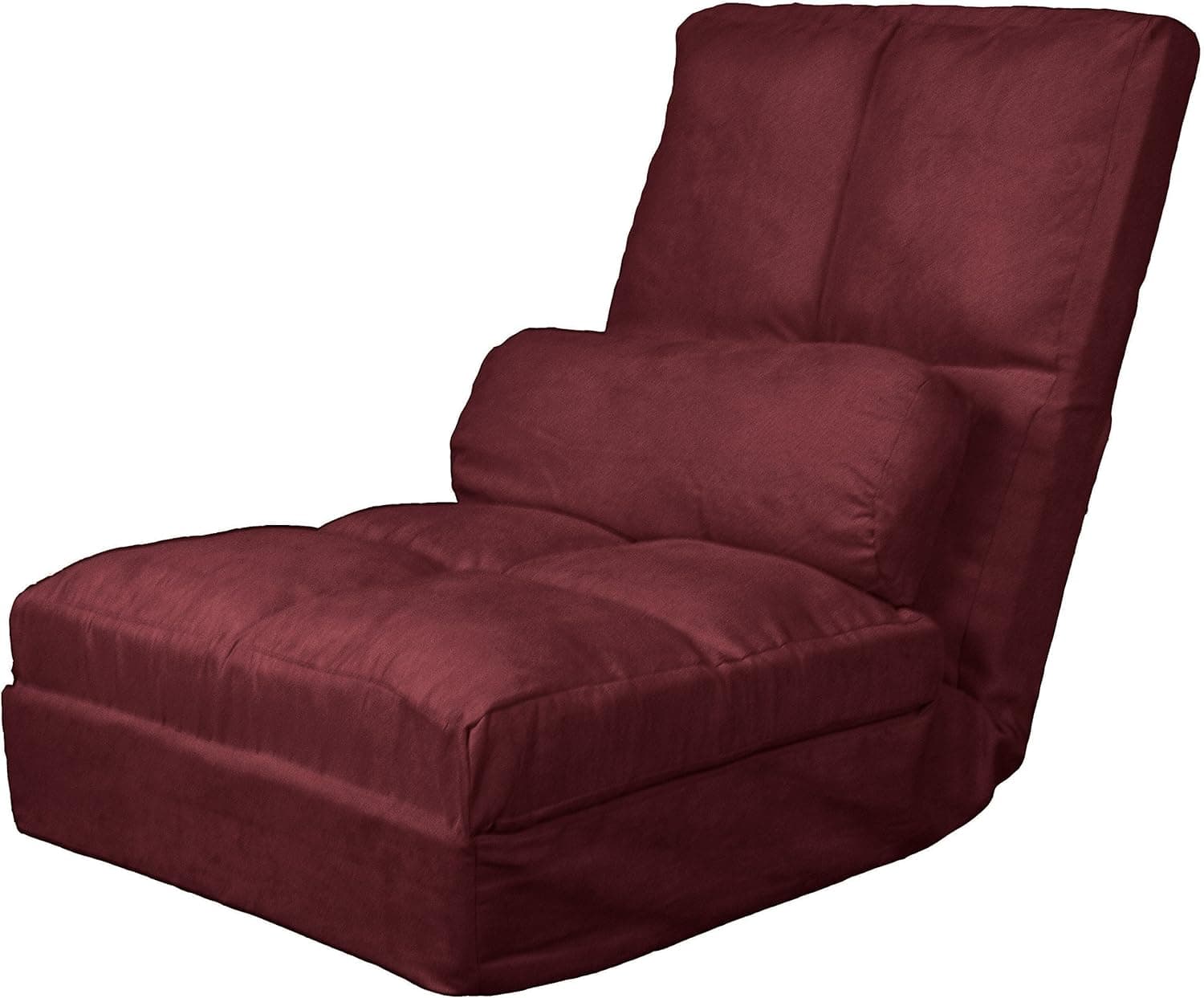Cosmo Click Clack Convertible Futon Pillow-Top Flip Chair Sleeper Bed, Wine Red