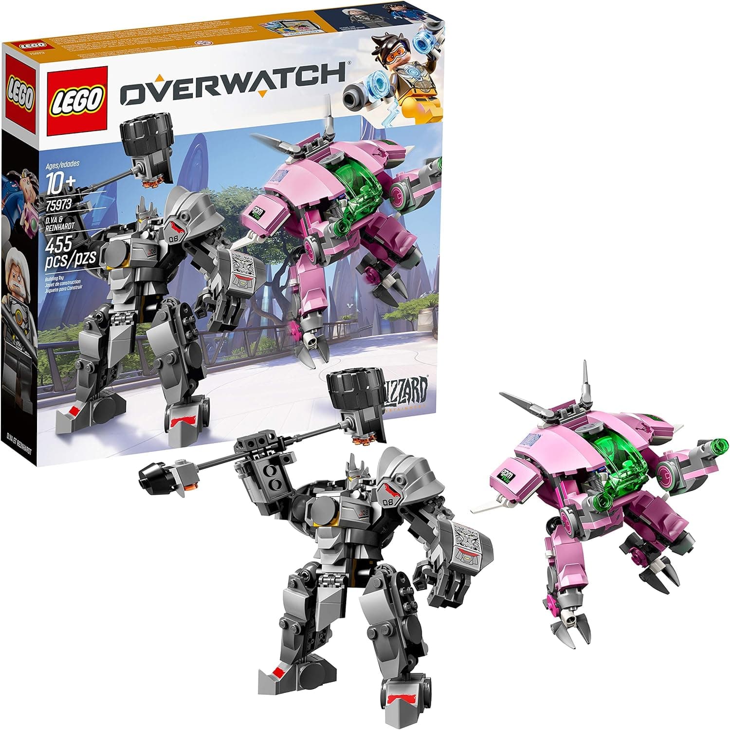 LEGO Overwatch D.Va and Reinhardt 75973 Mech Building Kit with Popular Overwatch Character Minifigures and Buildable Rocket Hammer (455 Pieces)
