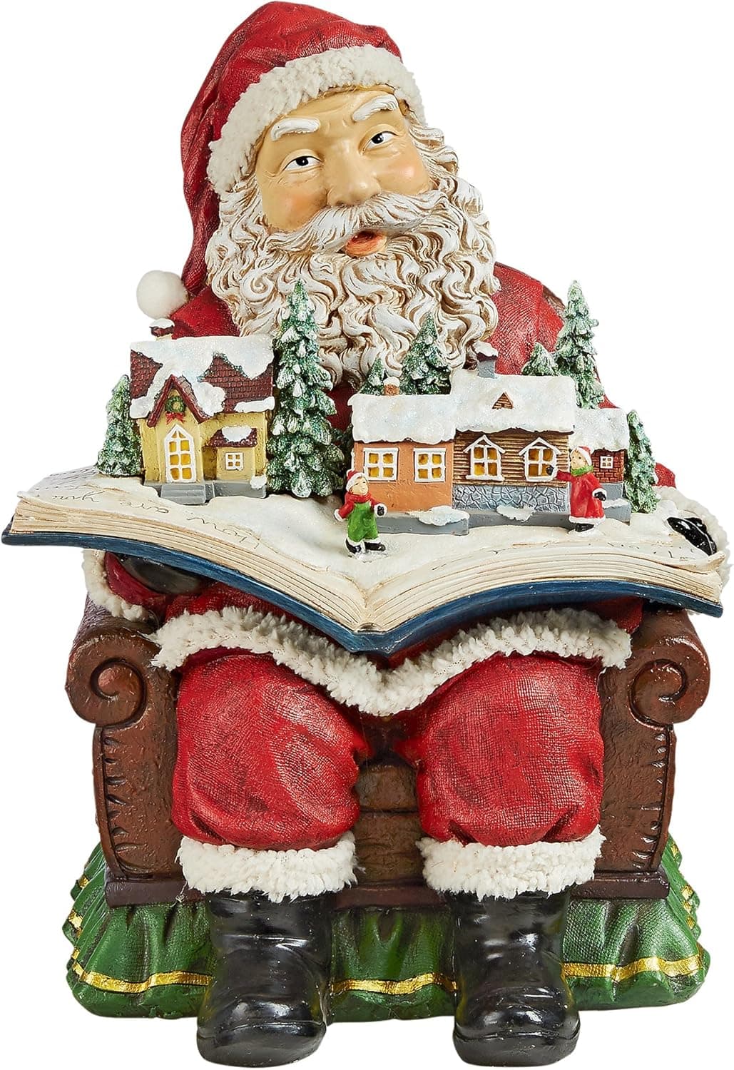 Christmas Decorations - Santa Claus Coming to Town Winter Wonderland Holiday Book Statue