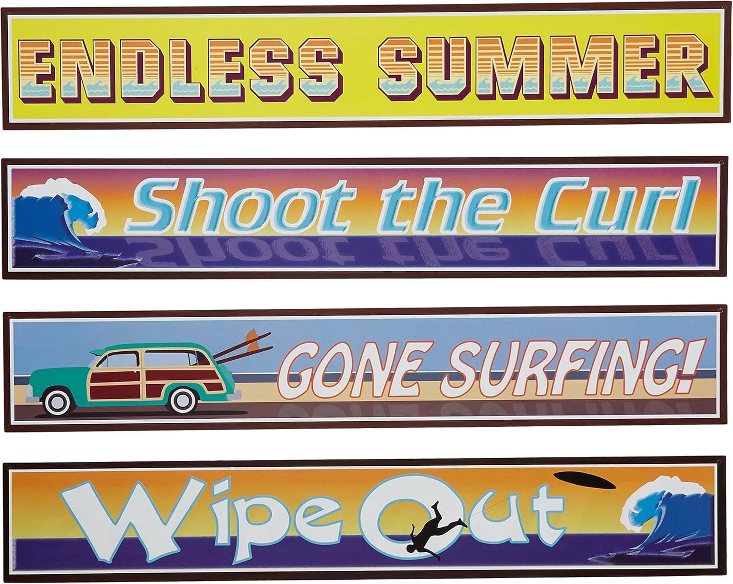 Surfer Street Sign Cutouts (4/Pkg)