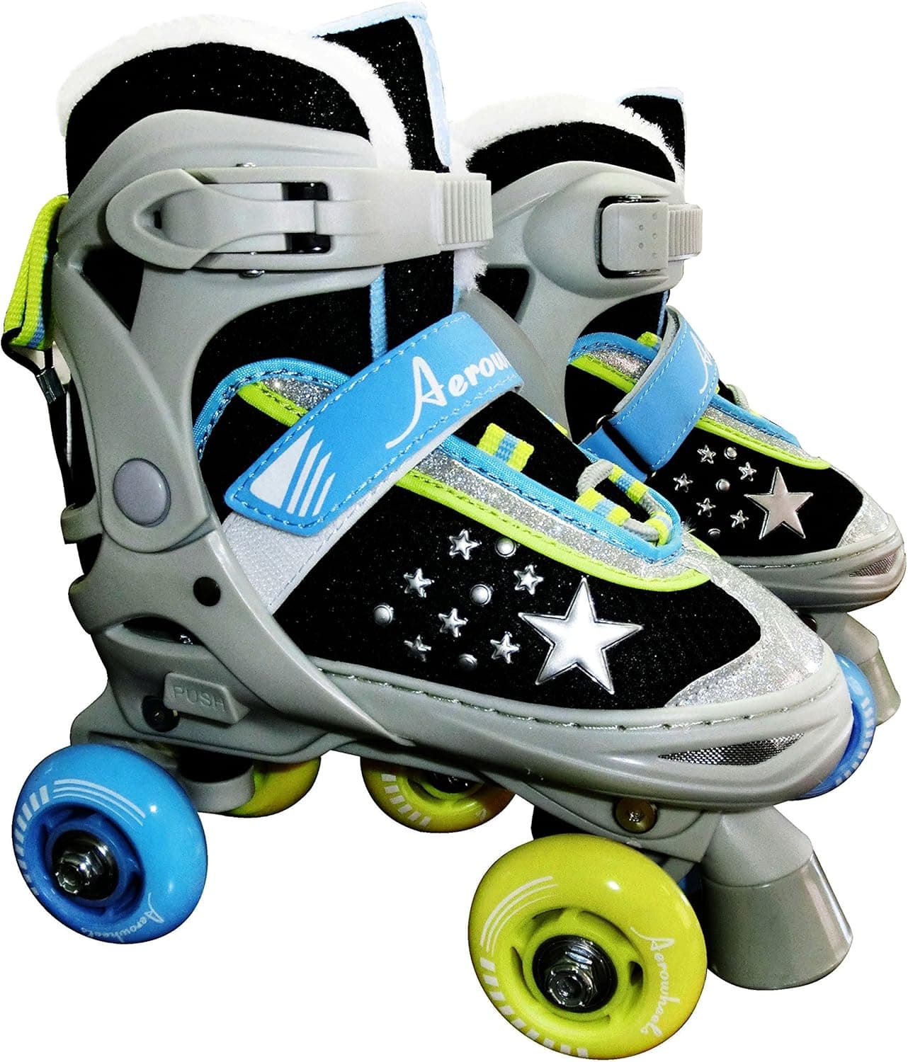 JNJ Aerowheels Roller Skates for Boys and Girls Adjustable Quad Skates
