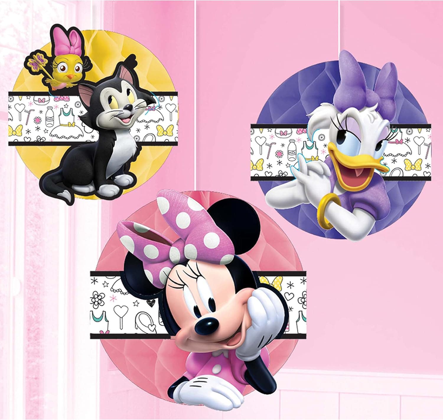 amscan 290076 Disney© Minnie Mouse Happy Helpers Birthday, Honeycomb Decoration, 3 Ct.