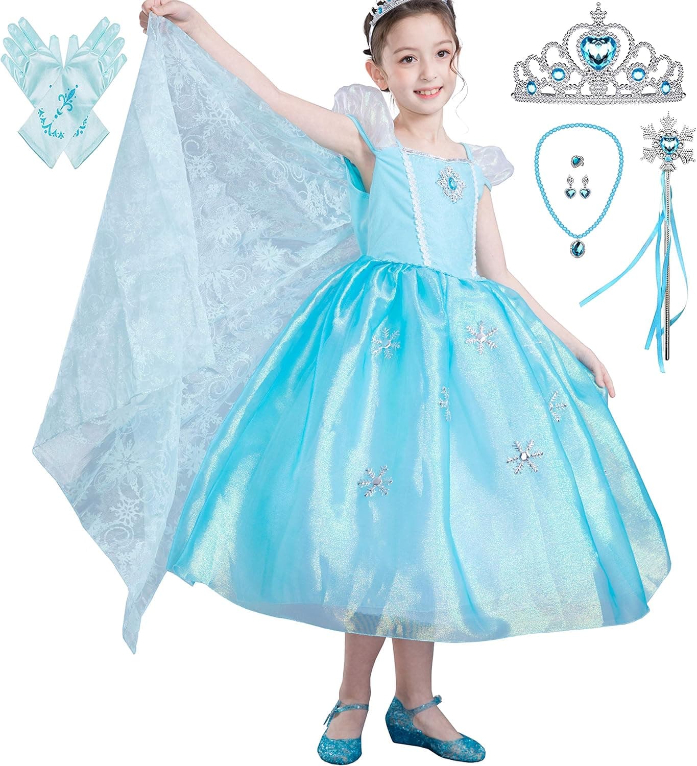 Lito Angels Girls Princess Snow Ice Queen Sister Costumes Halloween Birthday Fancy Party Dress Up with Accessories
