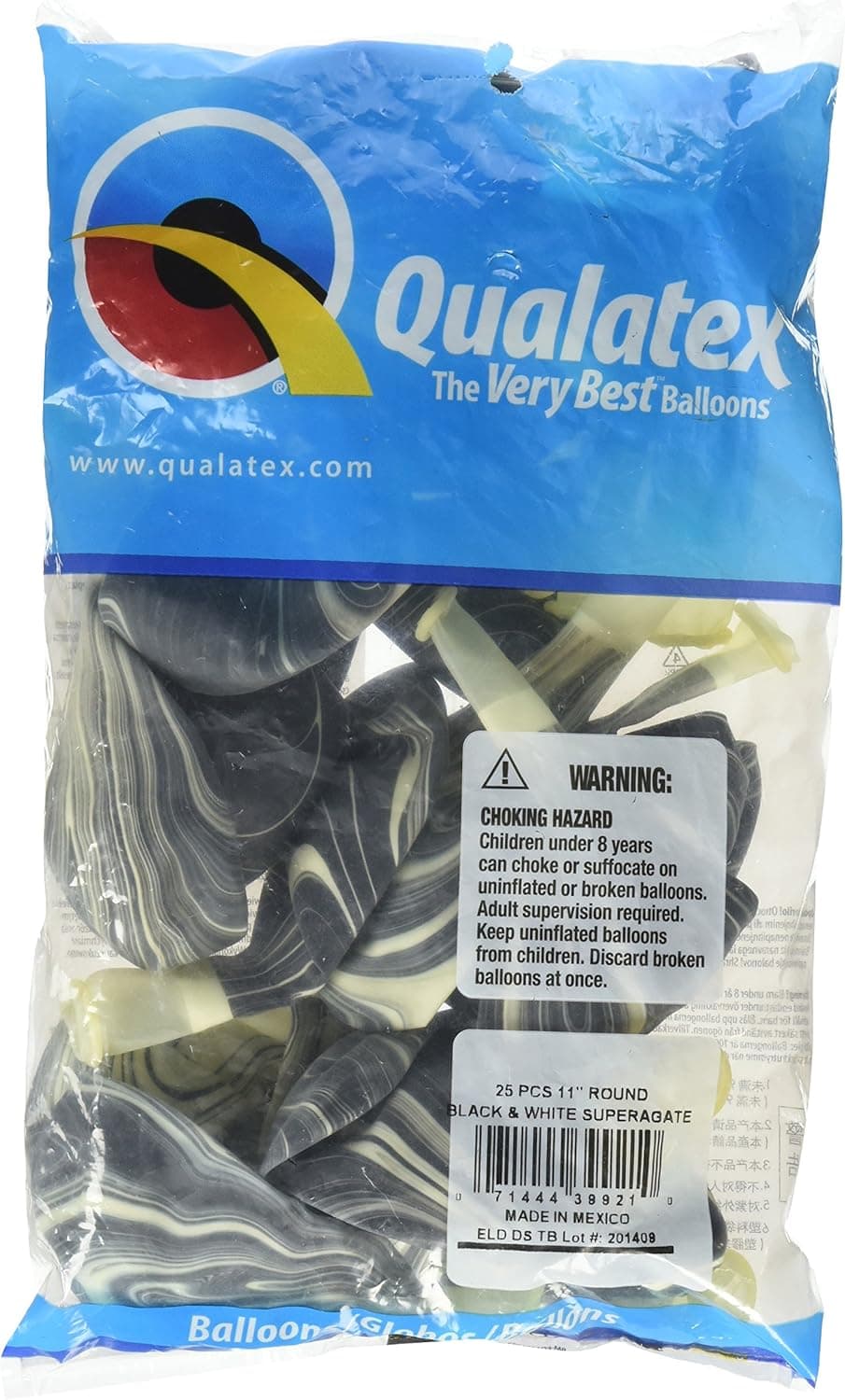 Qualatex Latex Balloons, 11", Black & White